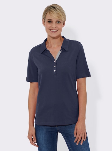 Poloshirt mit Zierriegel - marine