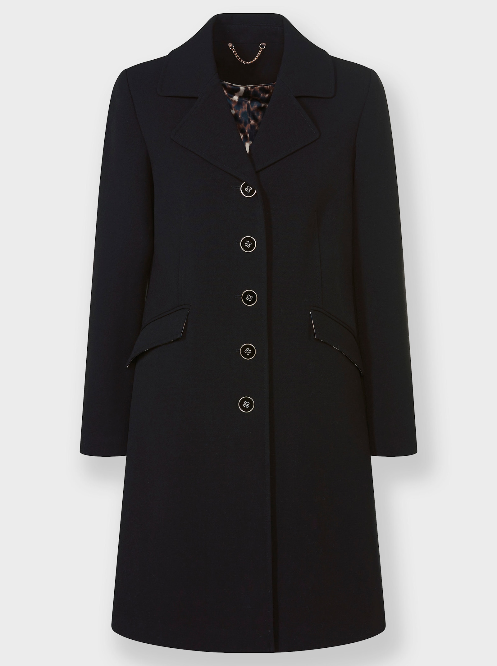 heine Korte mantel met luipaardvoering - zwart