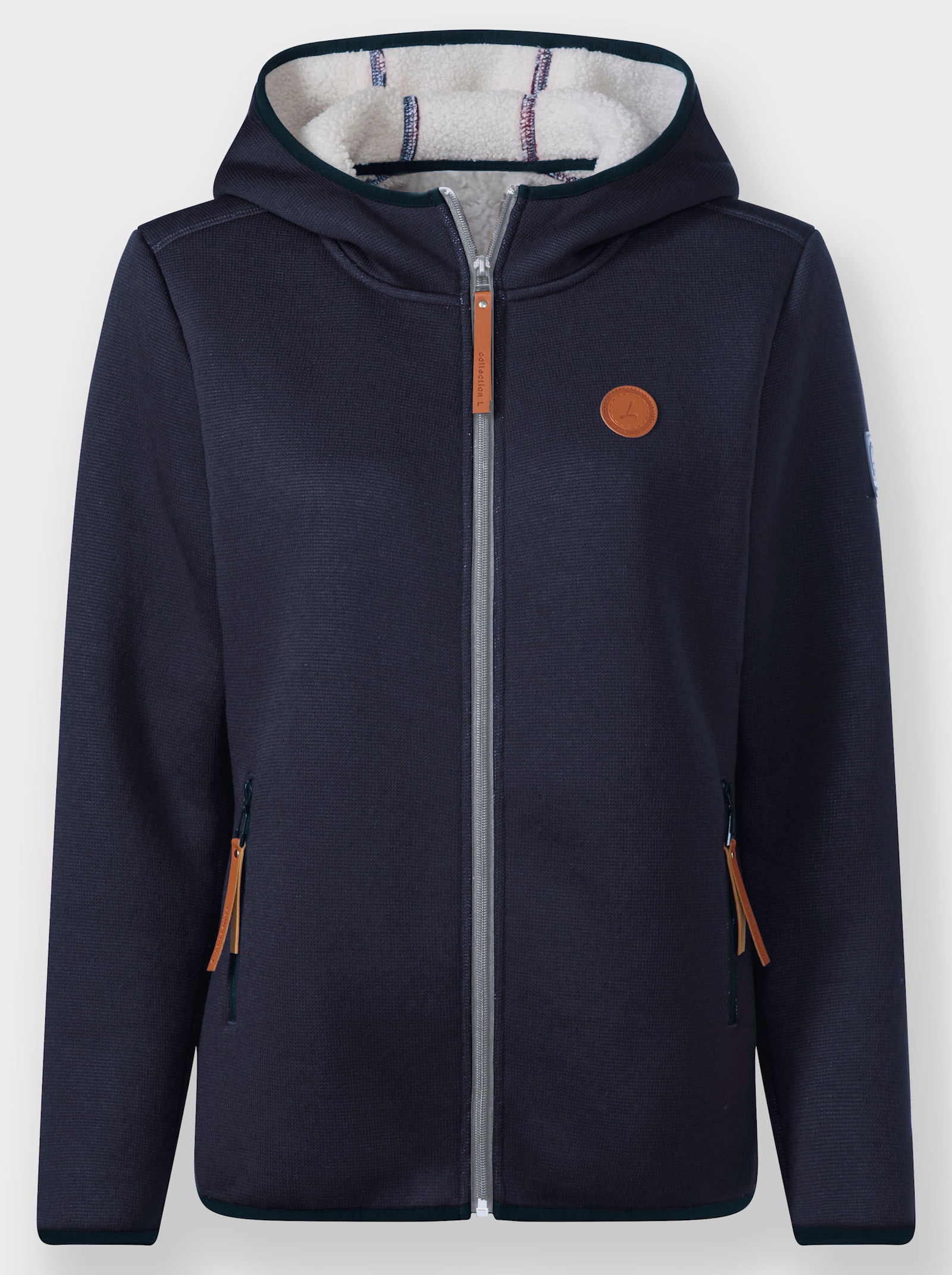 Strickfleece-Jacke mit Teddyfleece-Futter - marine