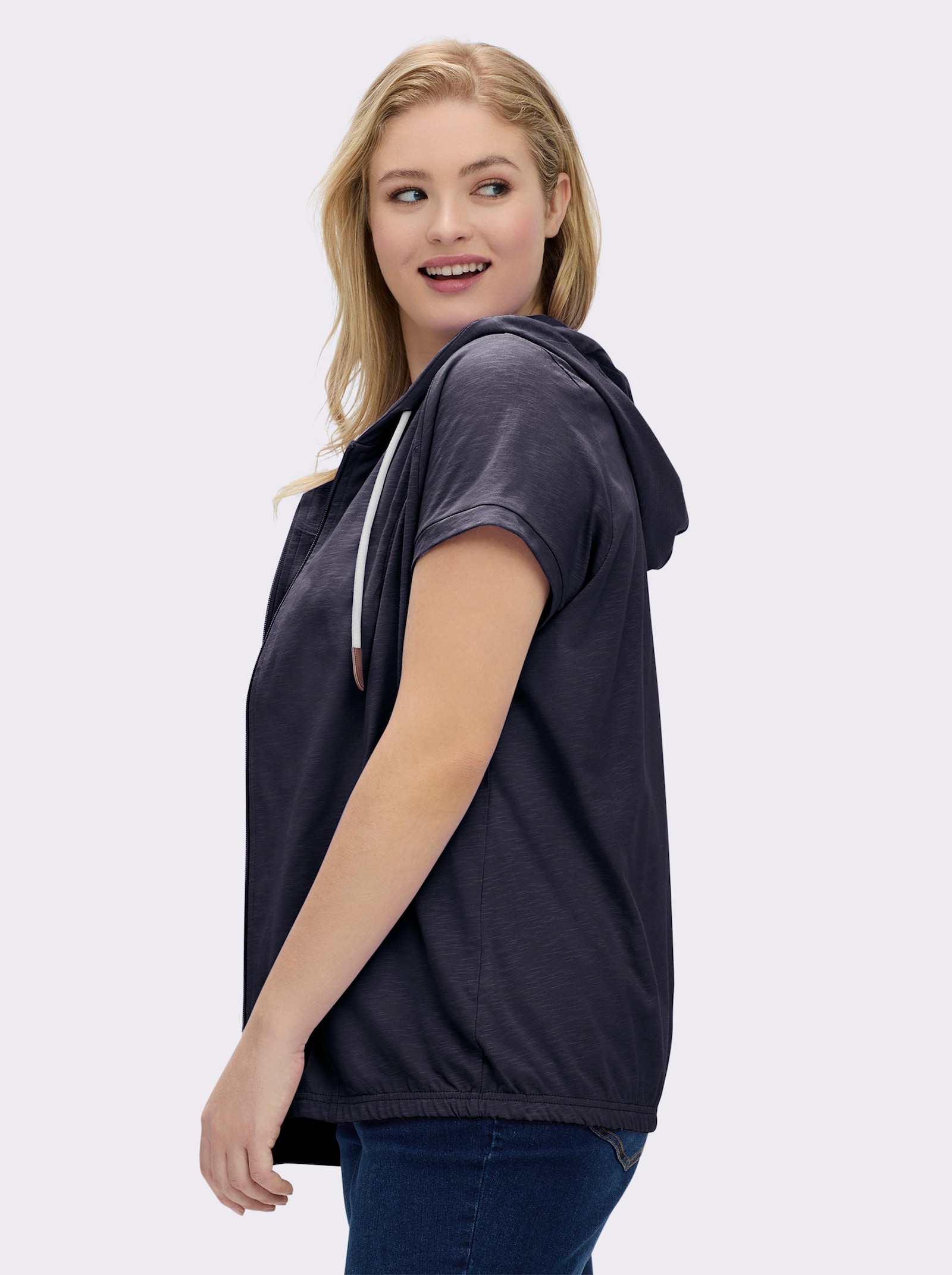 Sweatjacke mit Nahttaschen - marine