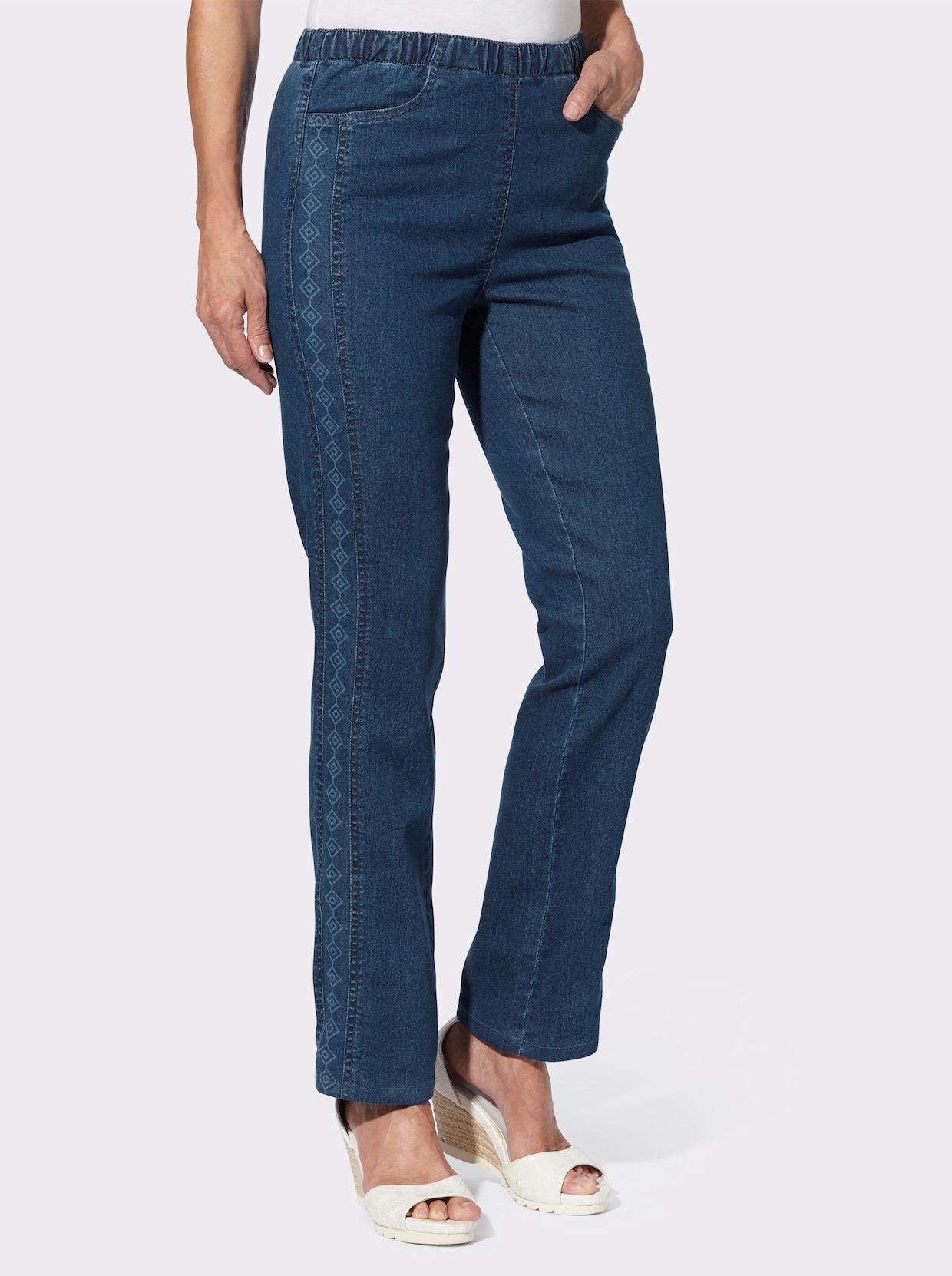 Jeans med resår - blue-stone-washed