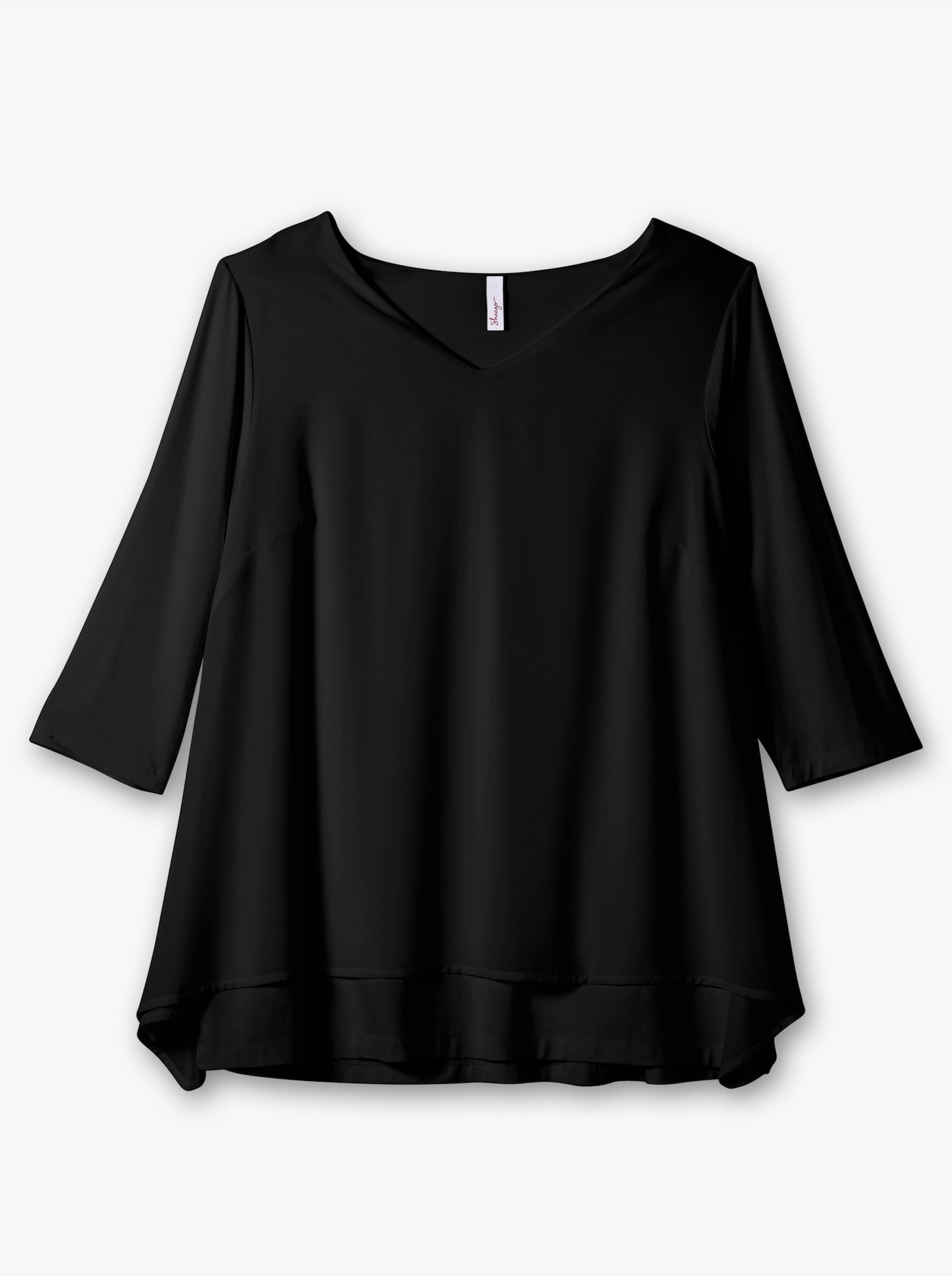 sheego Blouseshirt met puntige zoom - zwart
