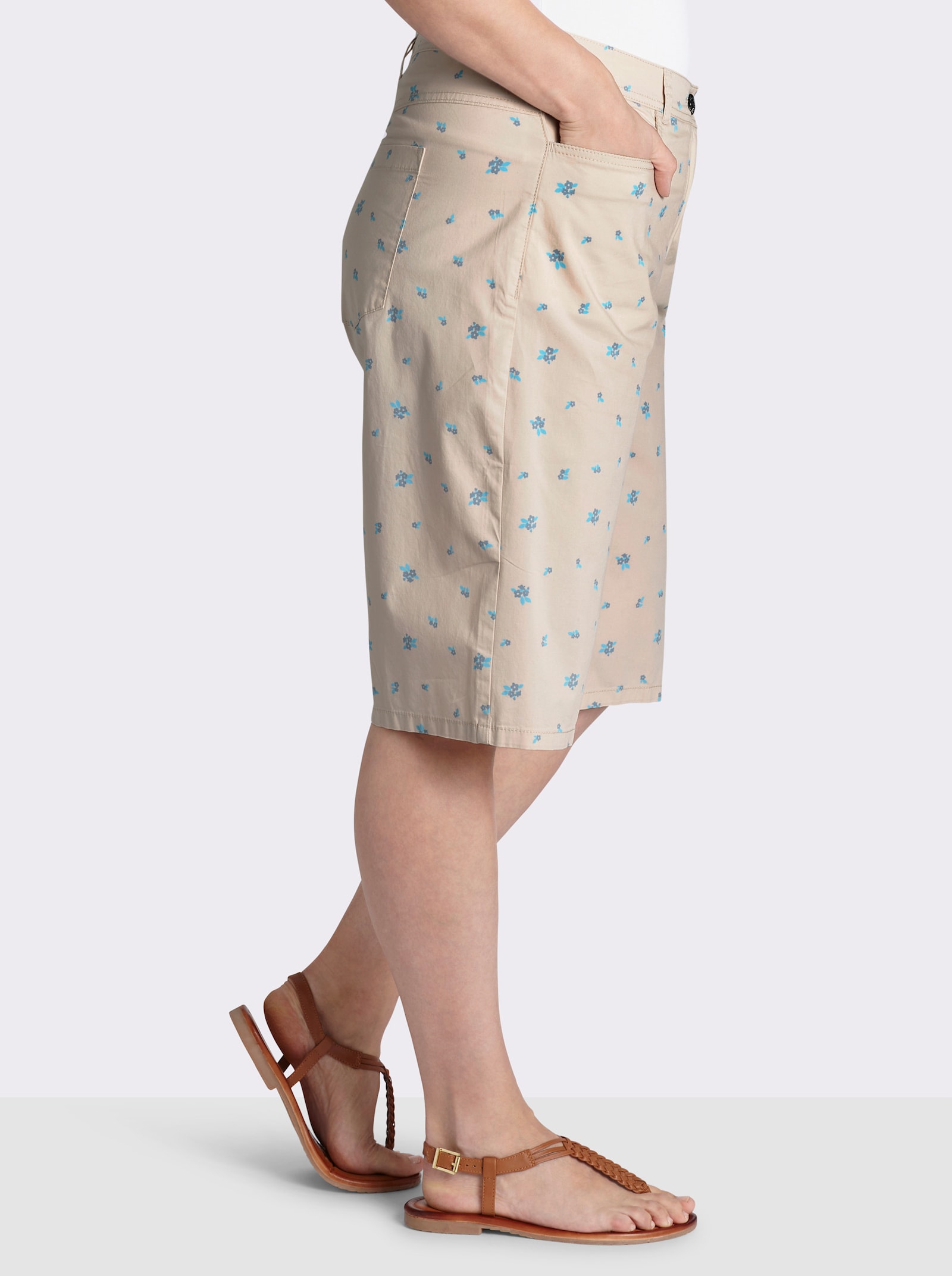 sheego Bermudas mit Minimalprint - elfenbein-bleu-bedruckt