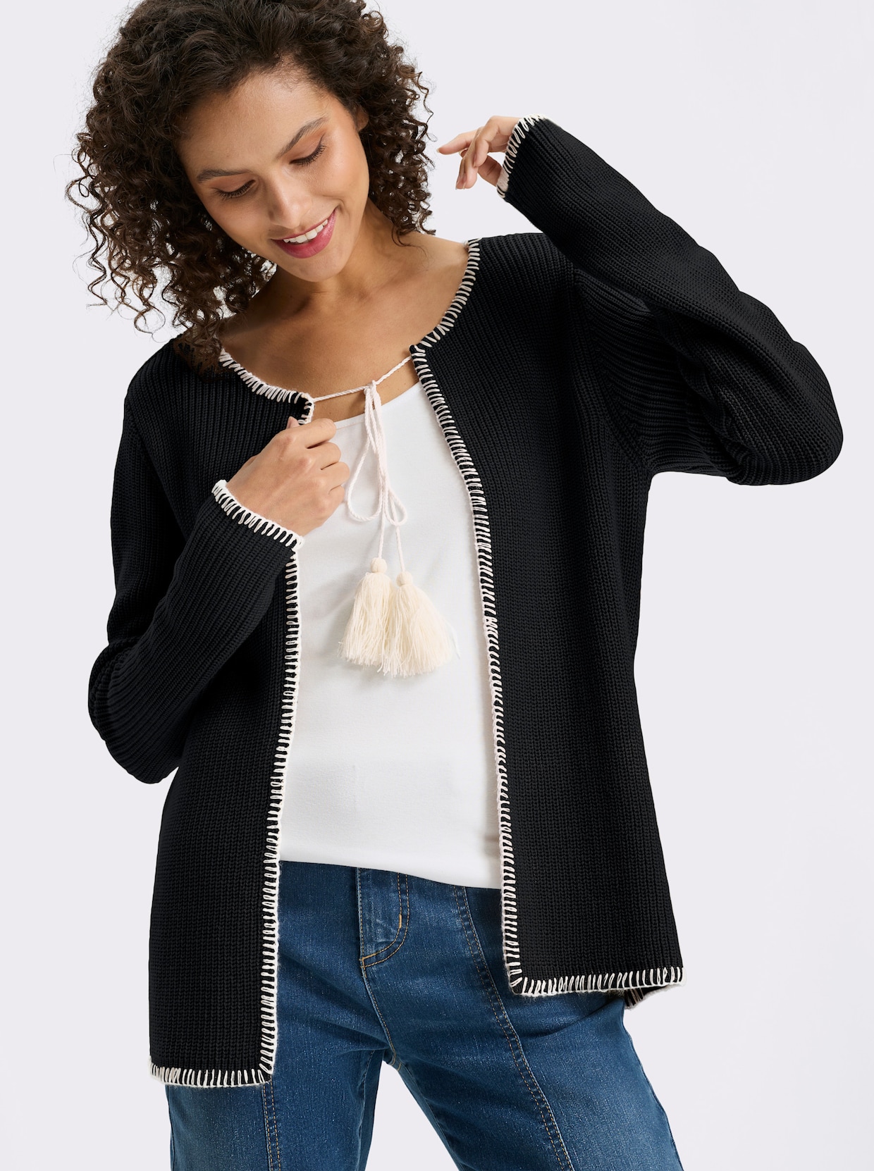 heine Strickjacke - schwarz-weiß
