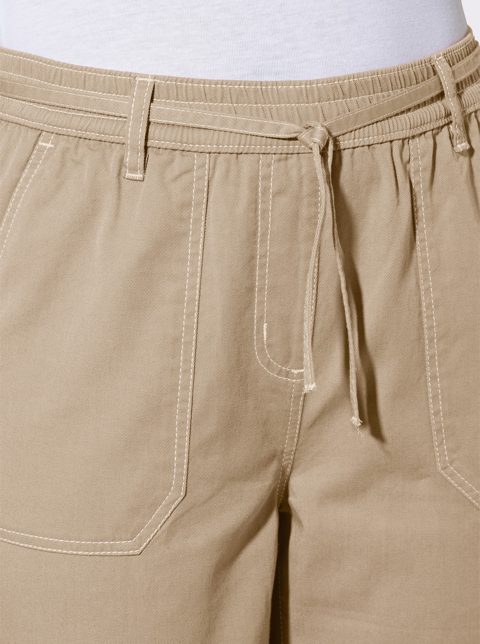 7/8-Jeans mit Rundum-Dehnbund - beige