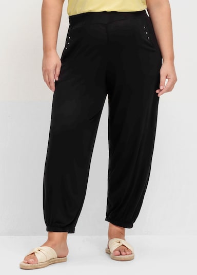 Jerseyhose mit elastischen Bündchen, Viskose - schwarz