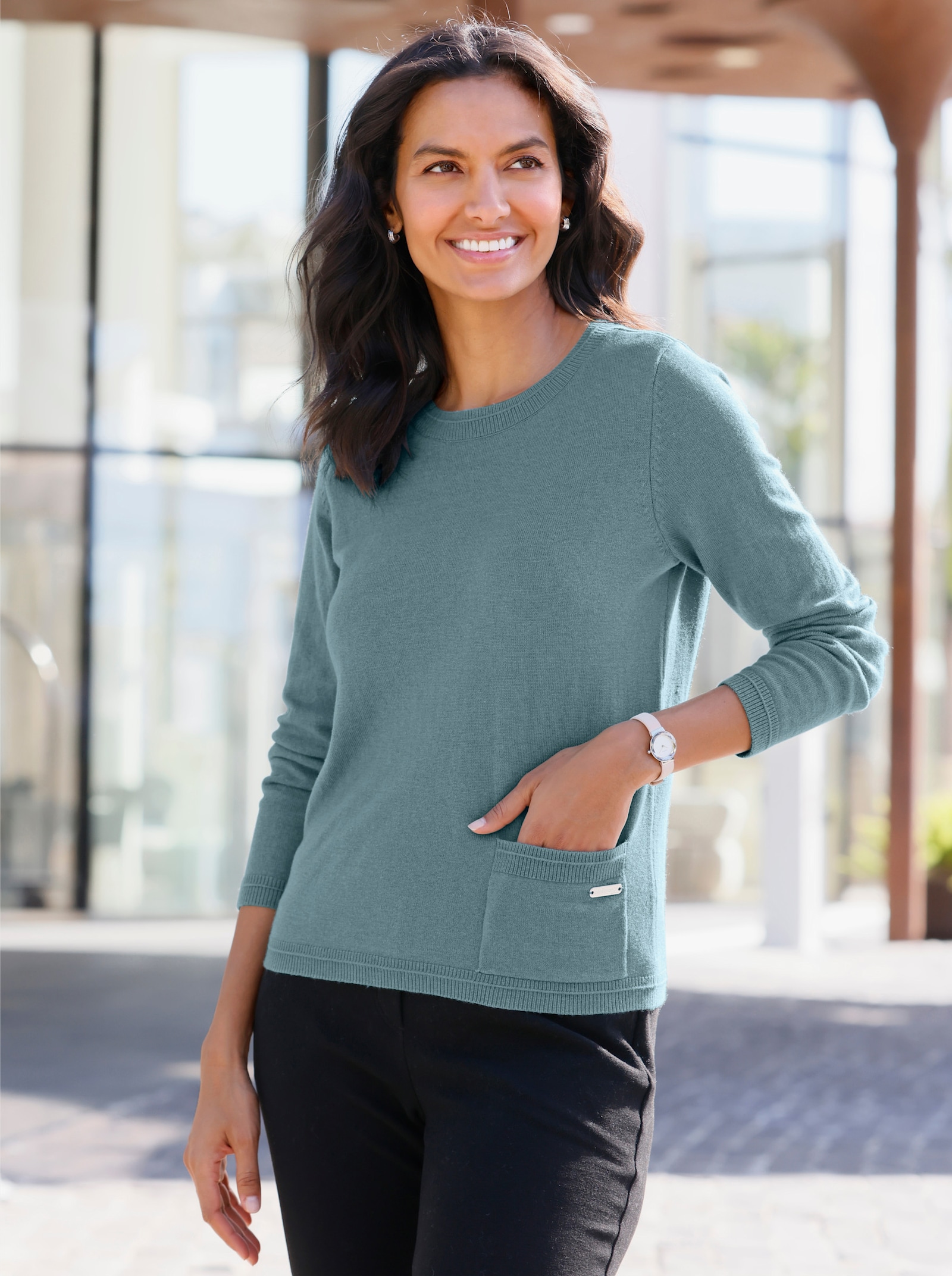 Pullover mit Woll-Anteil - jade