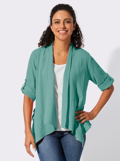 Blusenbolero mit Krempelärmeln - salbei