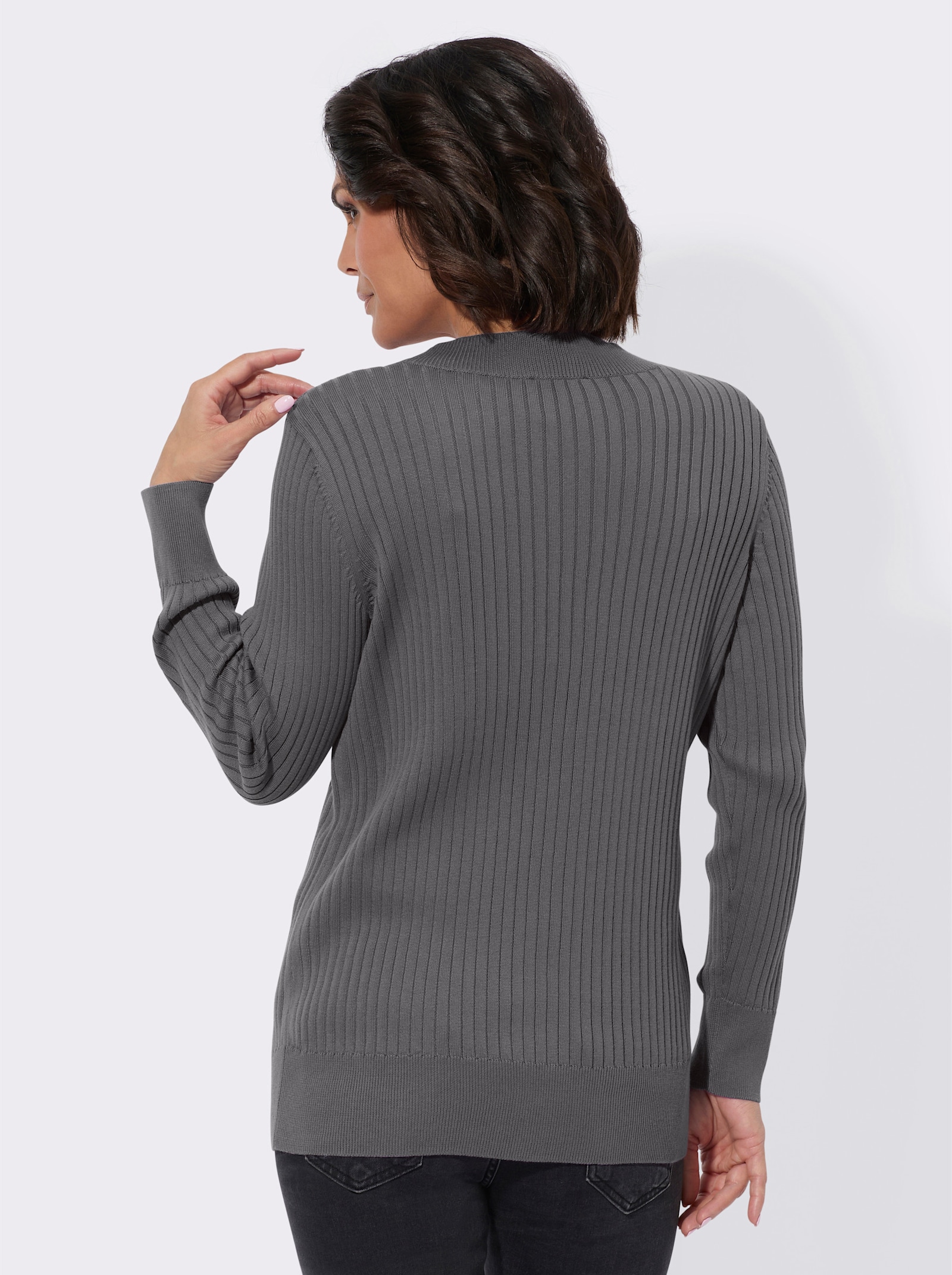 Strickjacke in Ripp-Optik - anthrazit