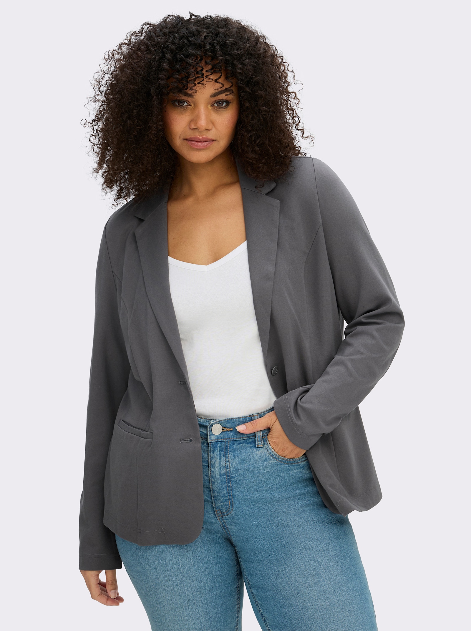 Jerseyblazer in Interlock-Qualität - anthrazit