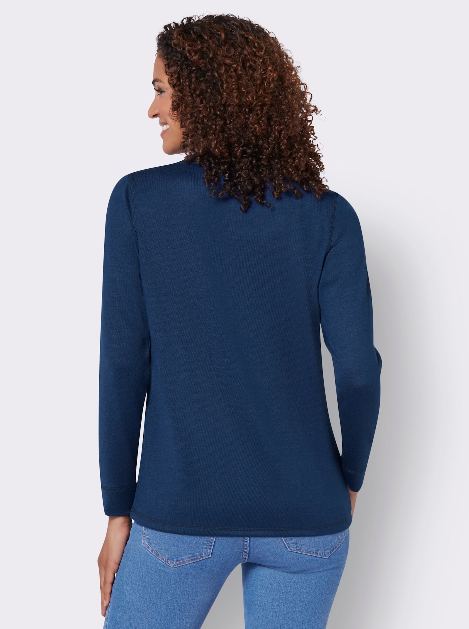 Sweatshirt in Melange-Optik - dunkelblau