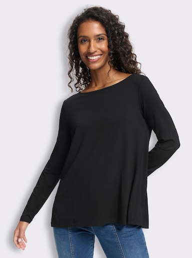 heine Rundhalsshirt in A-Form - schwarz