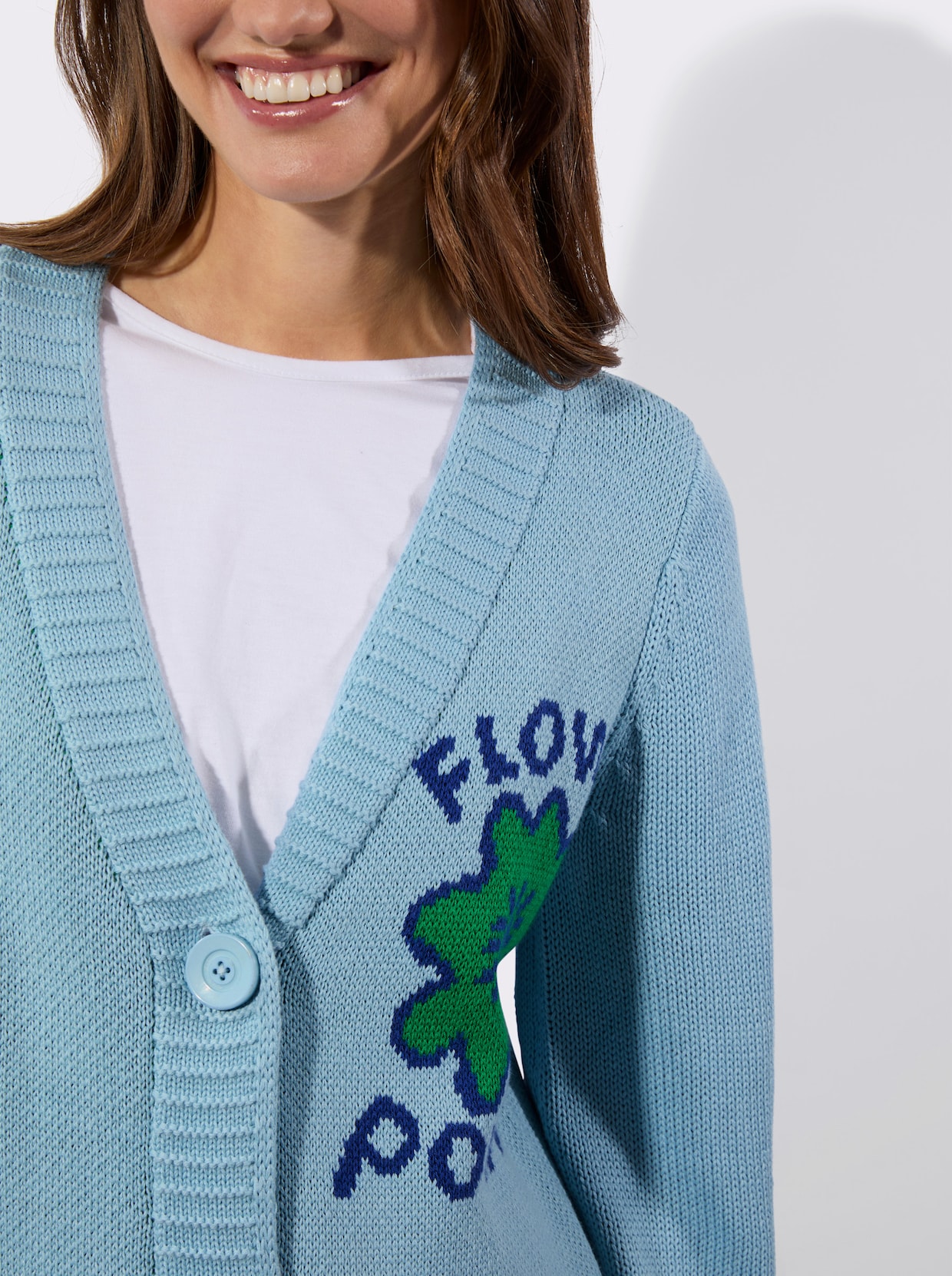 Strickjacke - eisblau