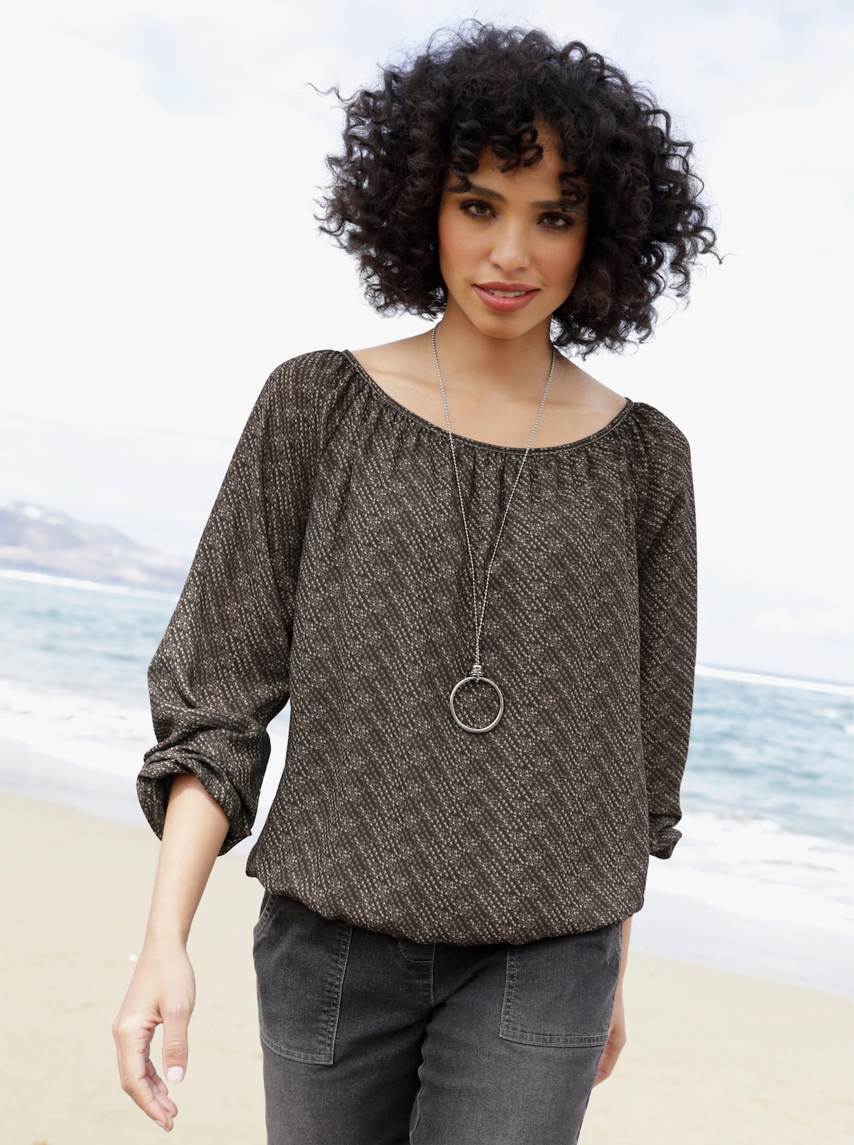 heine Blouse met print - grafiet/sesam bedrukt