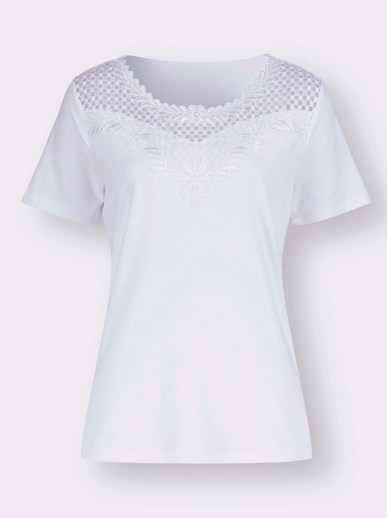 Kanten shirt van lyocellmateriaal - wit