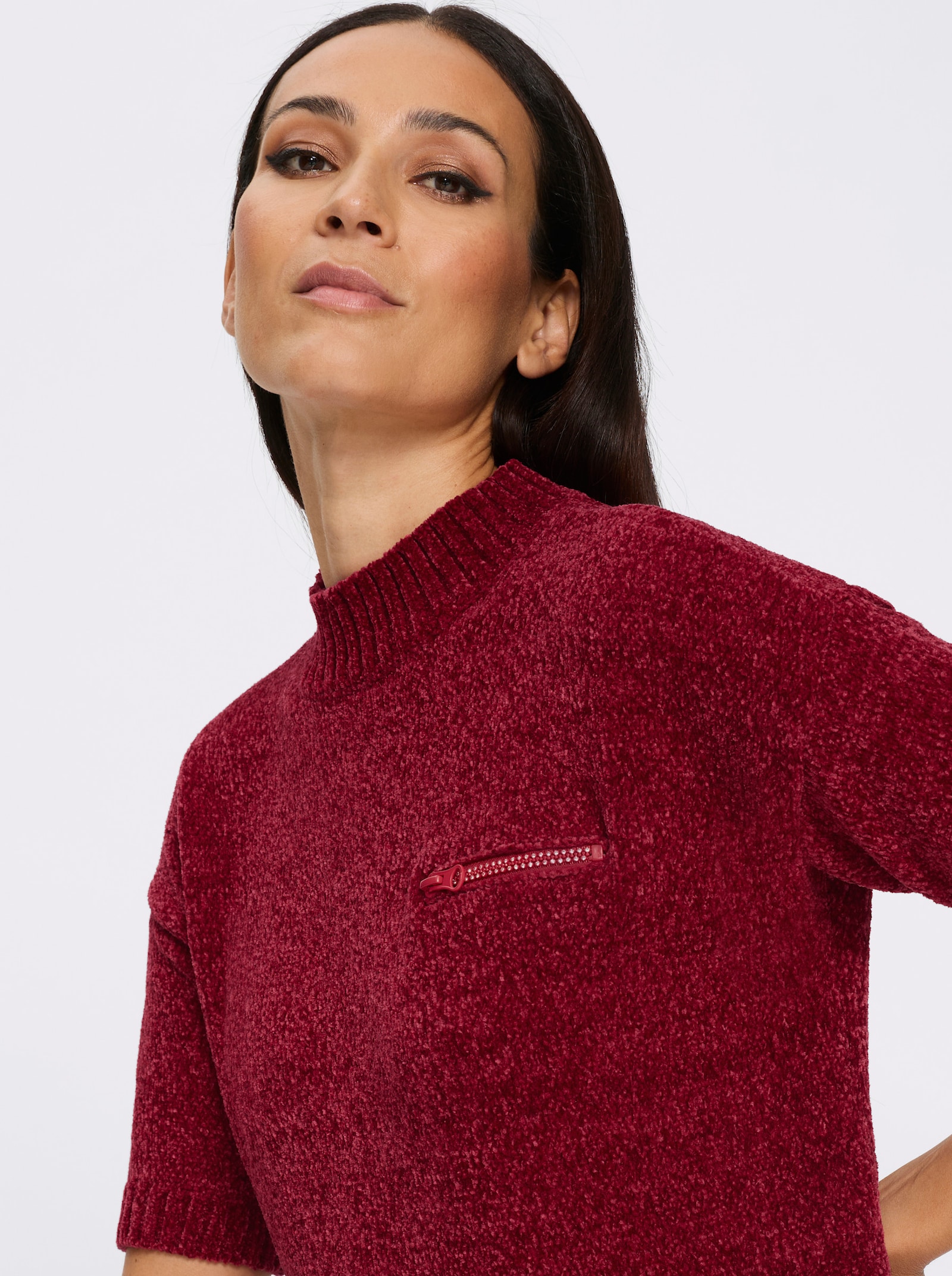 heine Lange pullover met opstaande kraag - kers