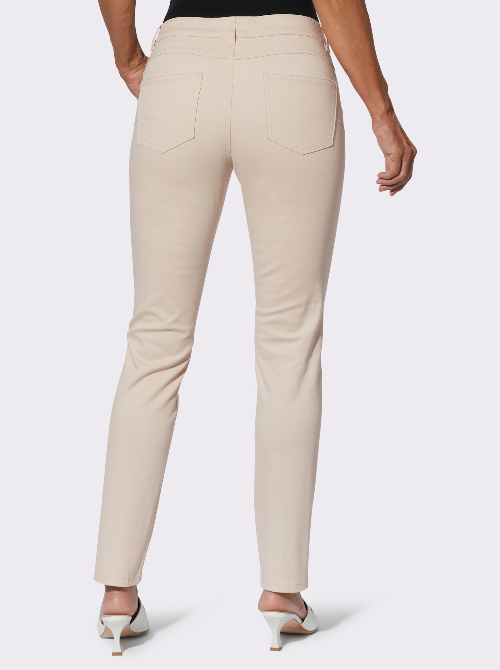 5-Pocket-Jeans mit Pailletten und Motivstickerei - elfenbein