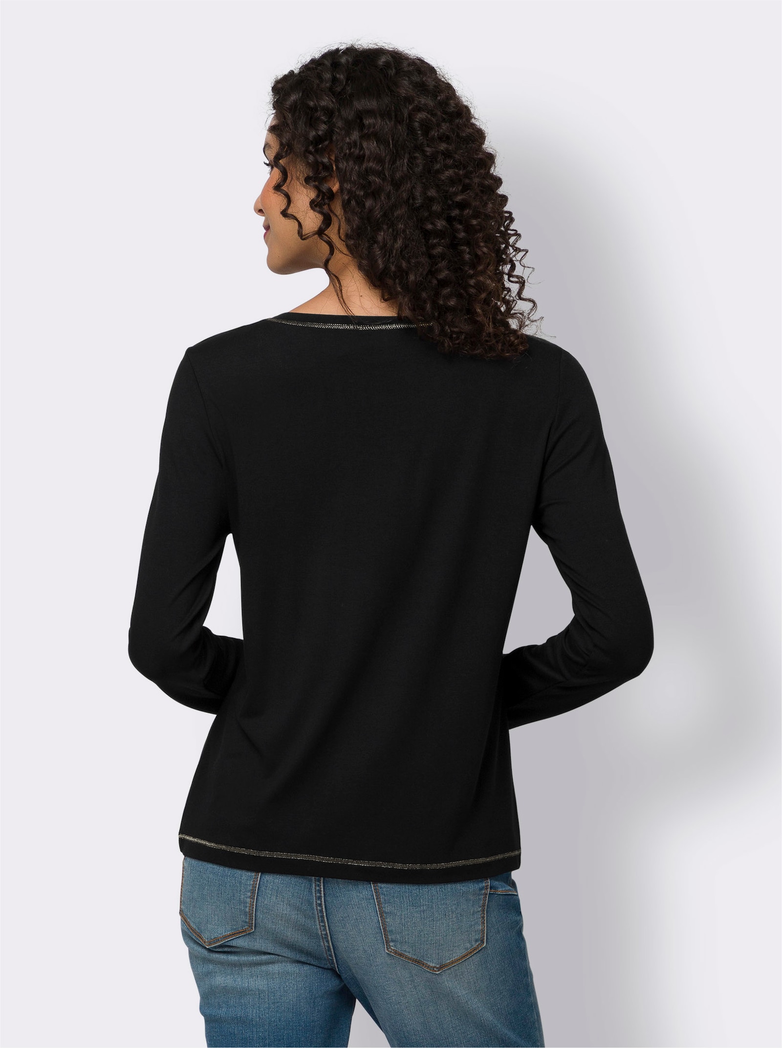 heine Shirt met print en contrastnaden - zwart