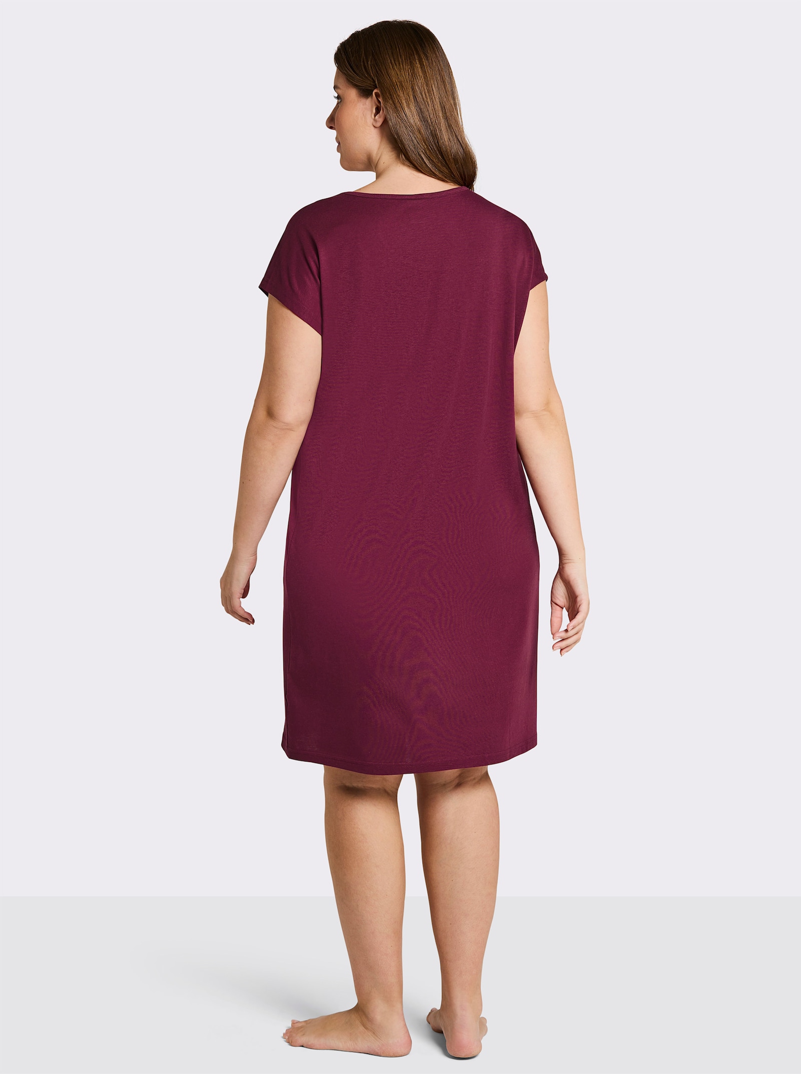 wäschepur Sleepshirts mit platziertem Druckmuster - bordeaux-bedruckt + papaya-bedruckt