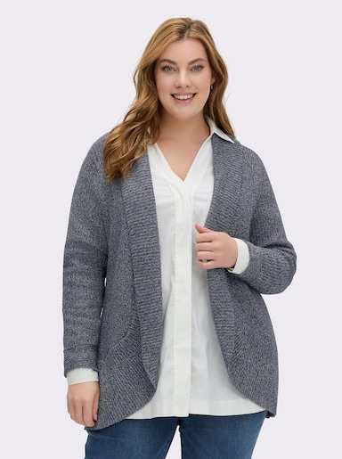 Strickjacke mit Schalkragen - marine-meliert