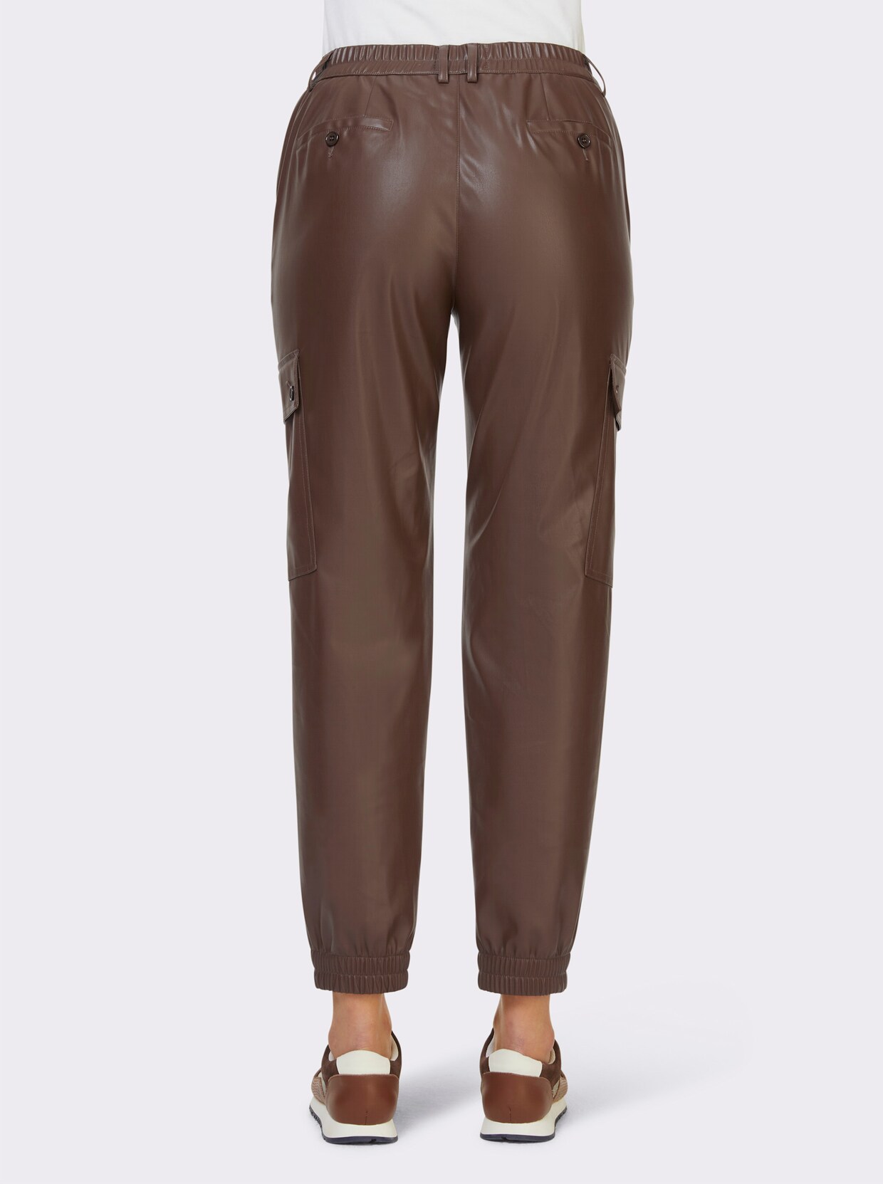 heine Broek van imitatieleer - chocolade