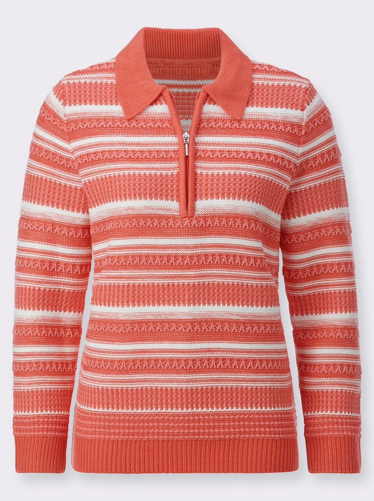 Polopullover - grapefruit/ecru gedessineerd