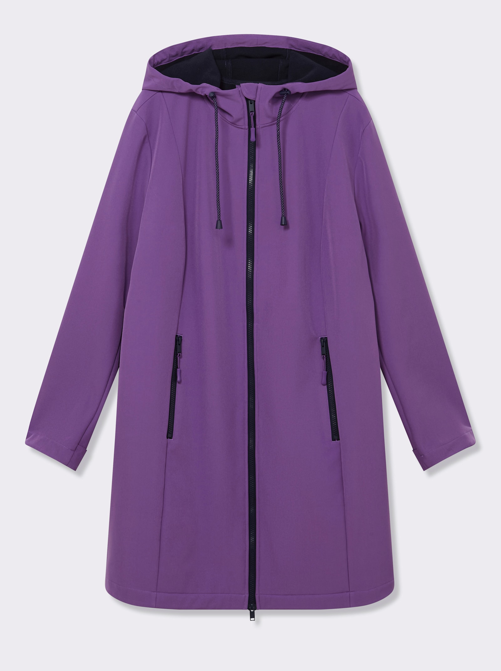 sheego Softshelljacke mit Kapuze und Tunnelzug - lila