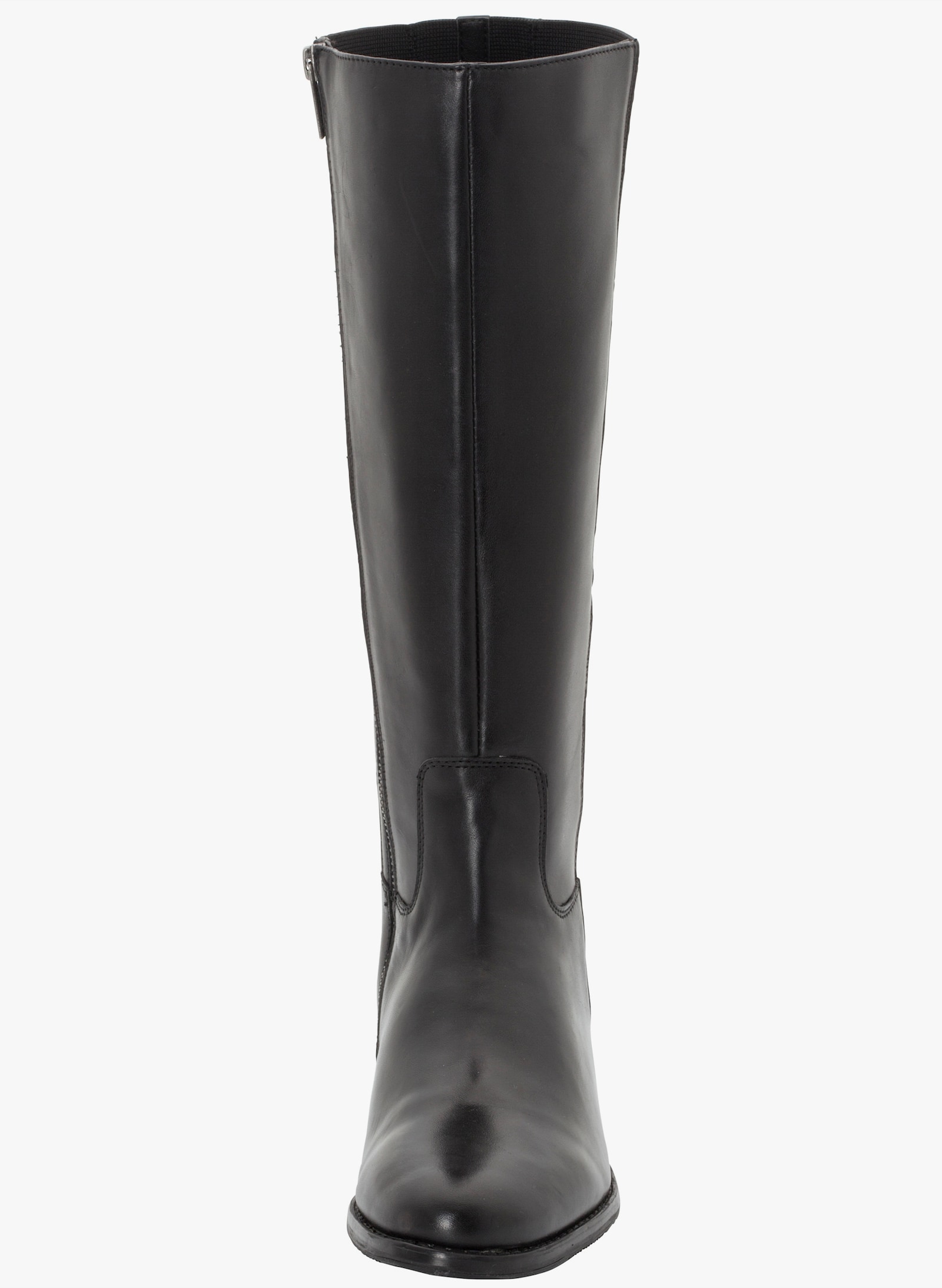 sheego Weitschaftstiefel aus Leder mit  Schnürung - schwarz