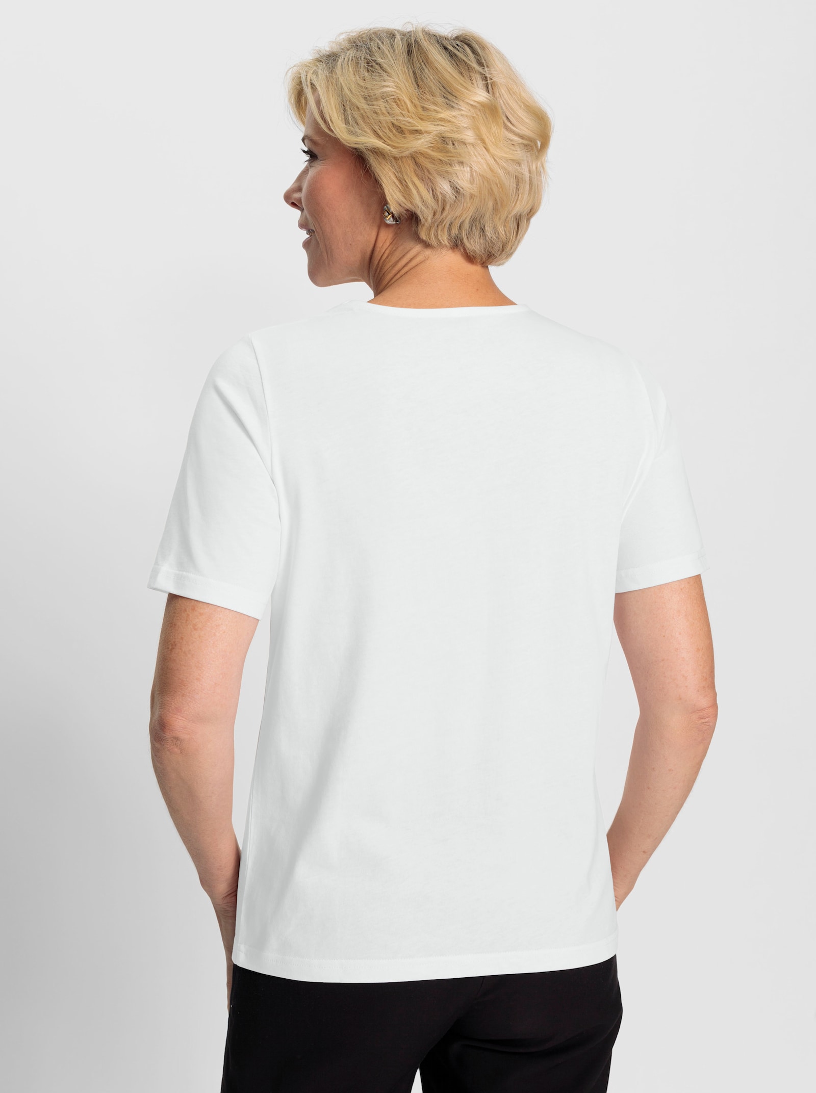 Shirt met kant bij de V-hals - wit