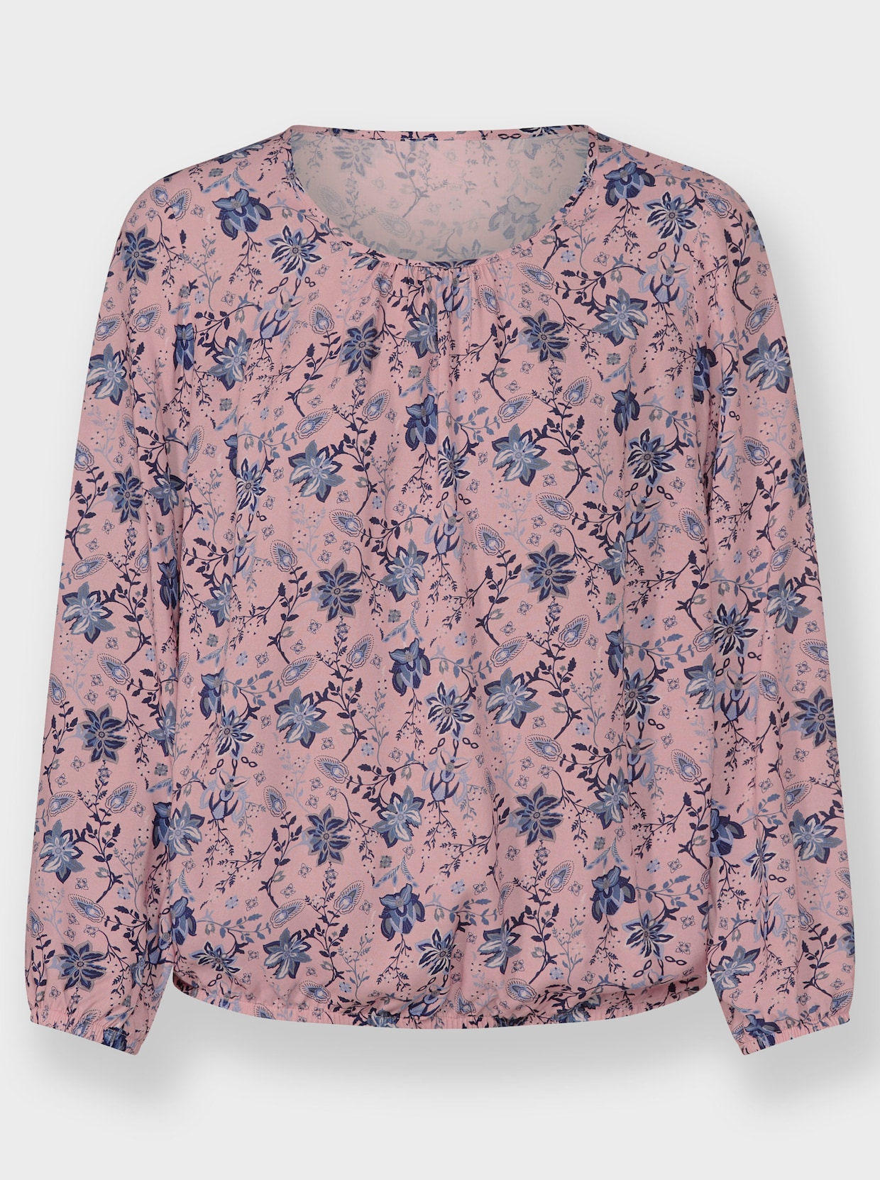 Comfortabele blouse - rozenkwarts/marine bedrukt