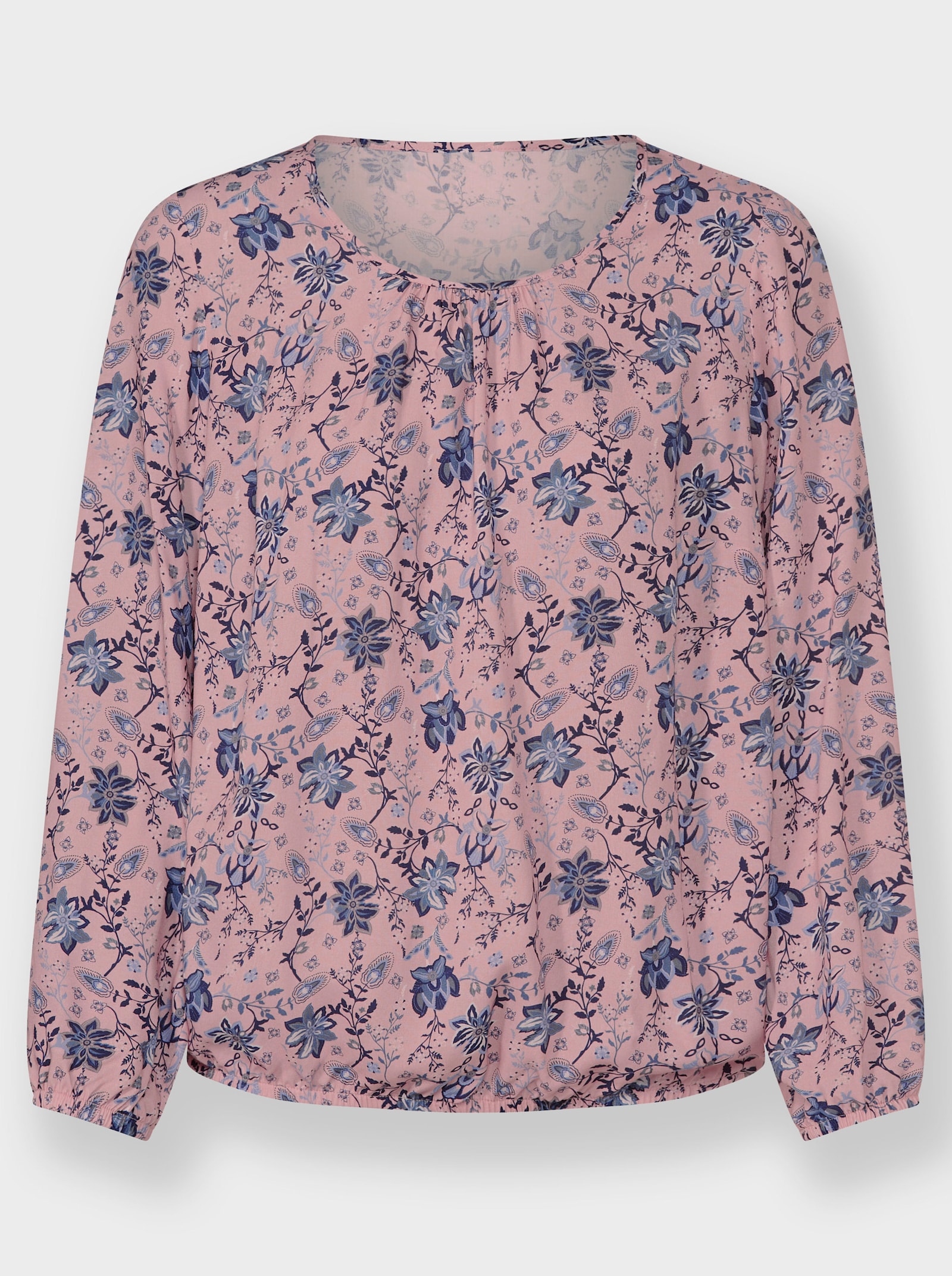 Schlupfbluse in Blüten-Dessin - rosenquarz-marine-bedruckt