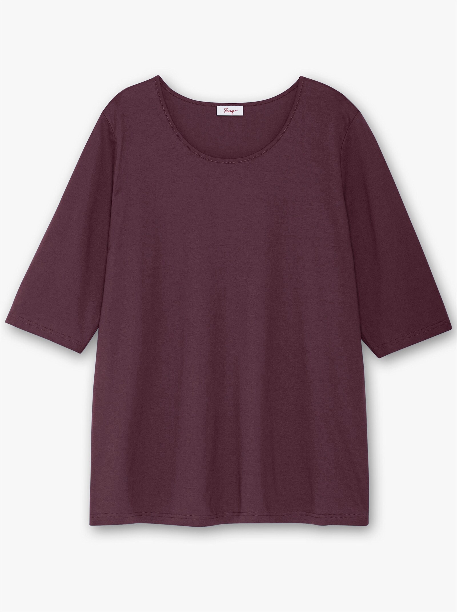 sheego 3/4-Arm-Shirt im geraden, längeren Schnitt - burgund