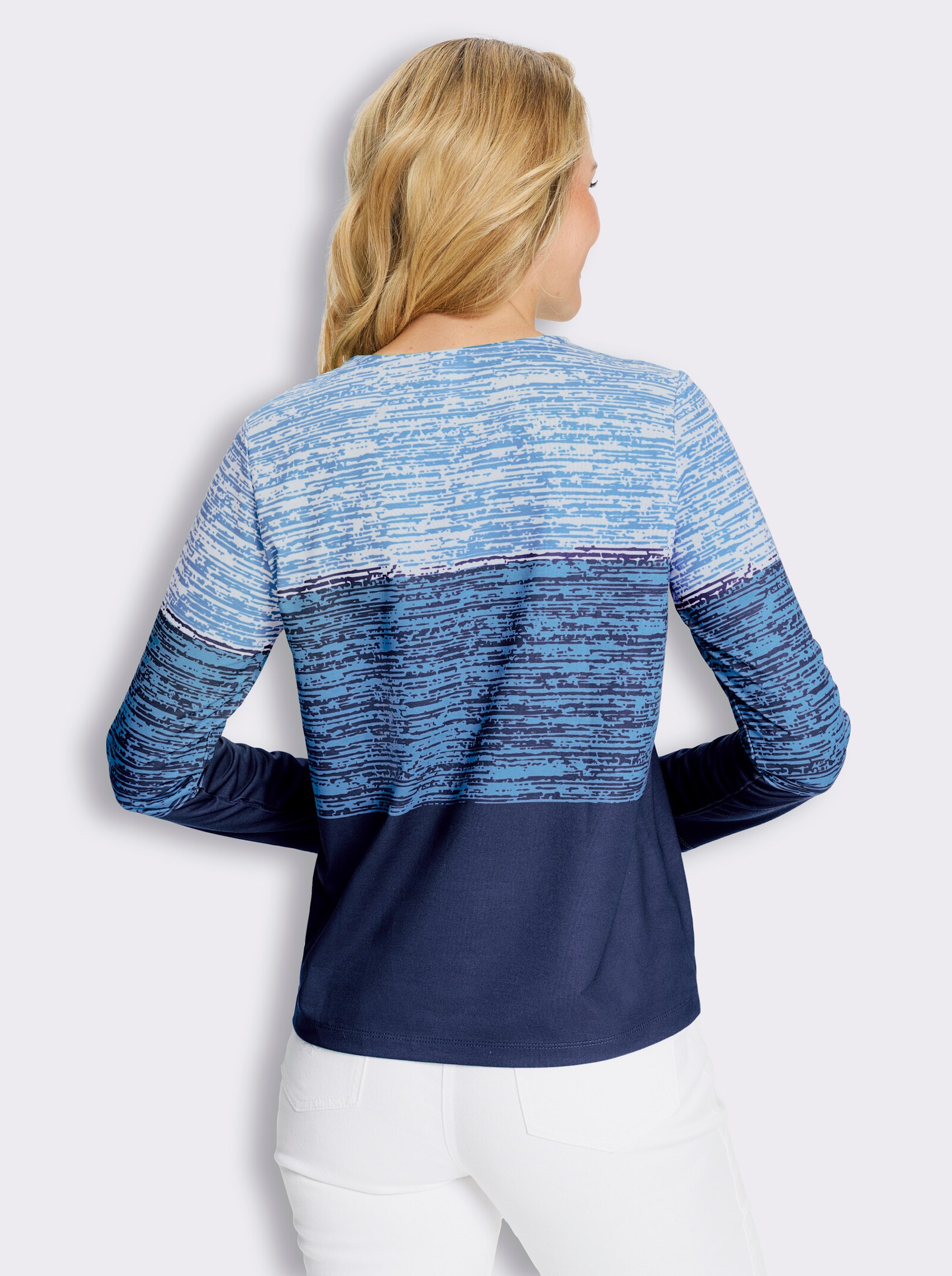 Sweatshirt mit Farbverlauf-Druck - marine-himmelblau-bedruckt