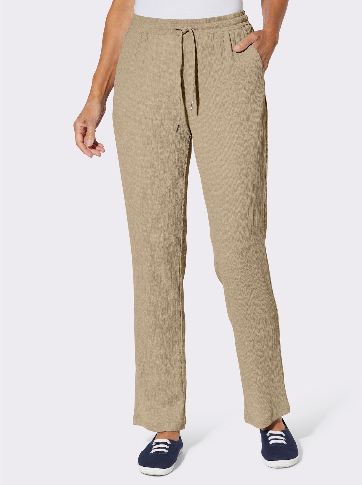 Schlupfhose in Crinkle-Qualität - beige