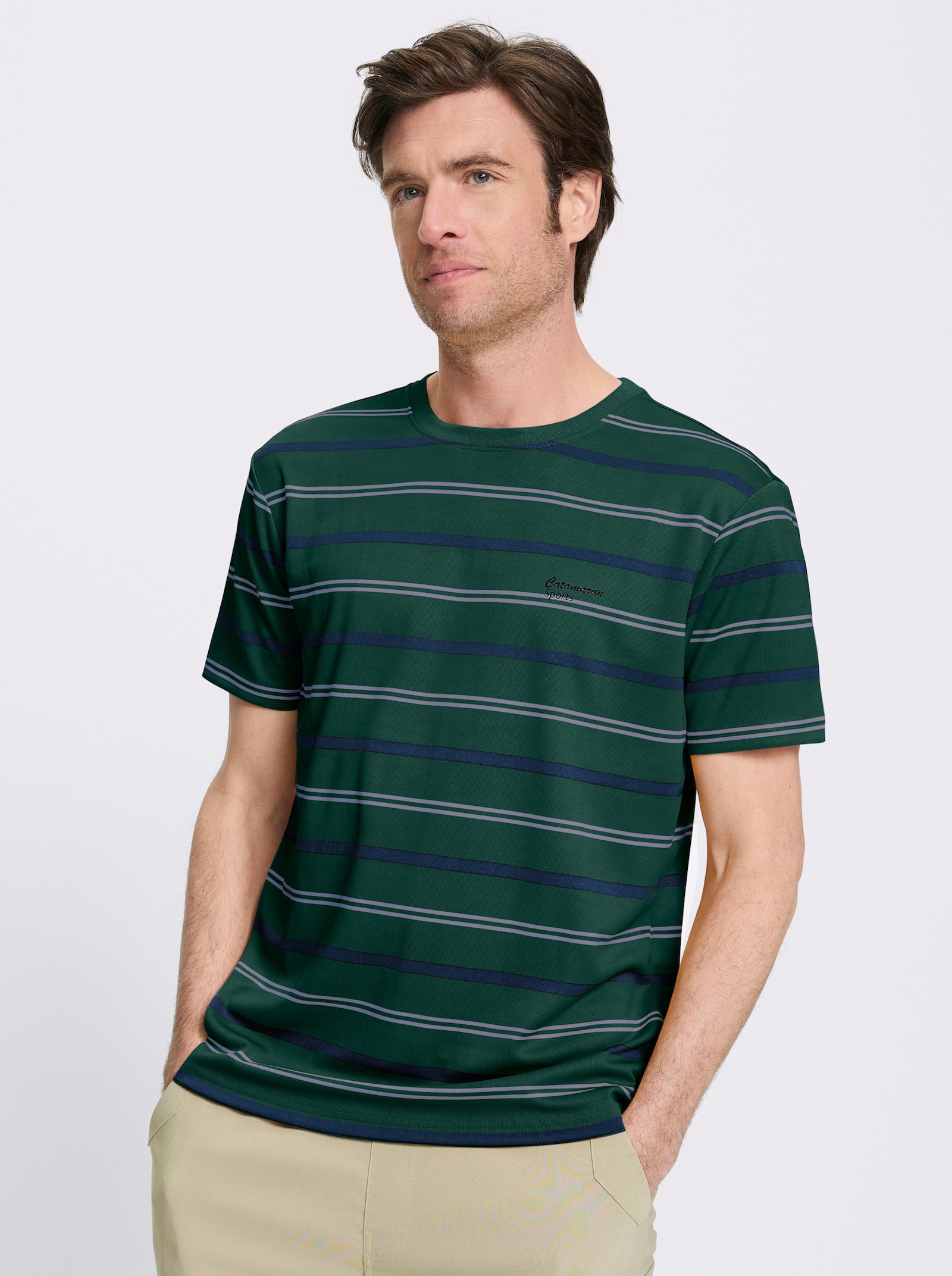 Catamaran Sports Funktionsshirt - moos-gestreift