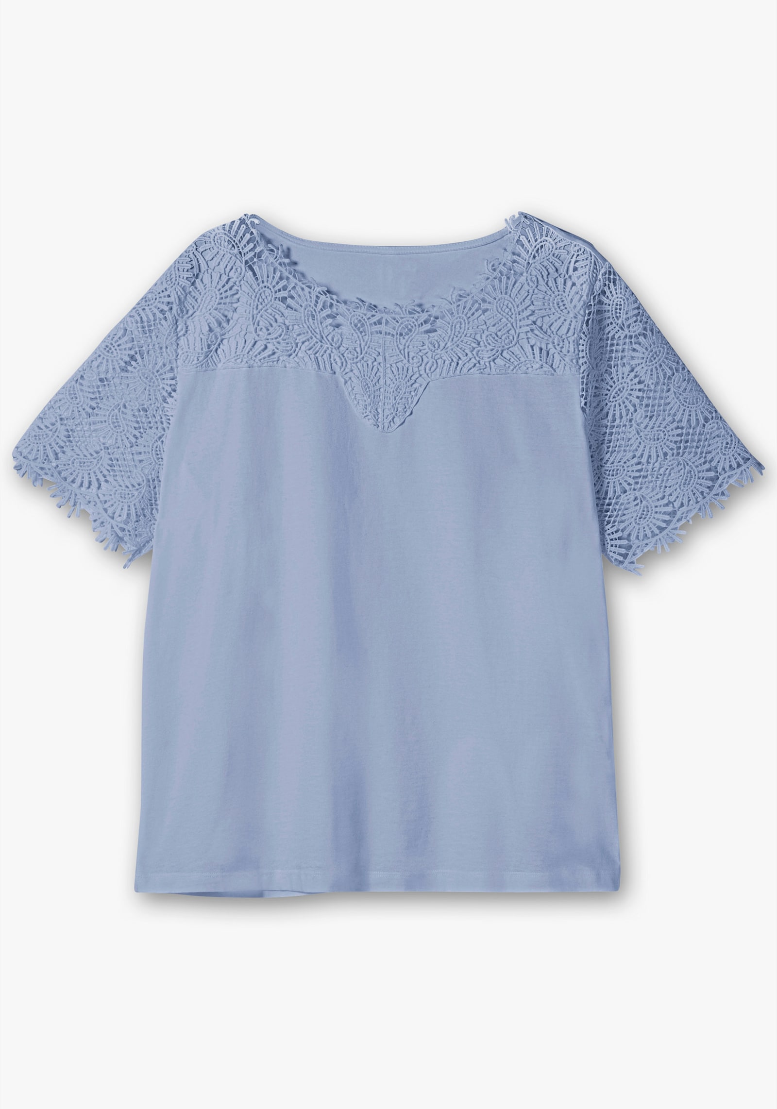 Spitzenshirt mit transparenter Spitze - eisblau