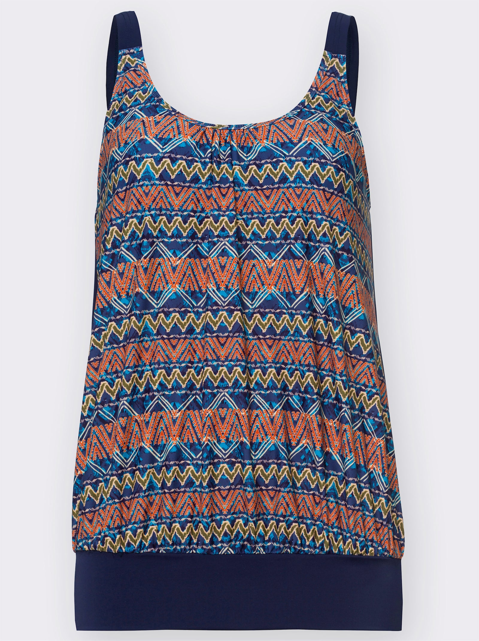 Tankini-Oberteil mit Ethno-Druck vorne - marine-bunt-bedruckt