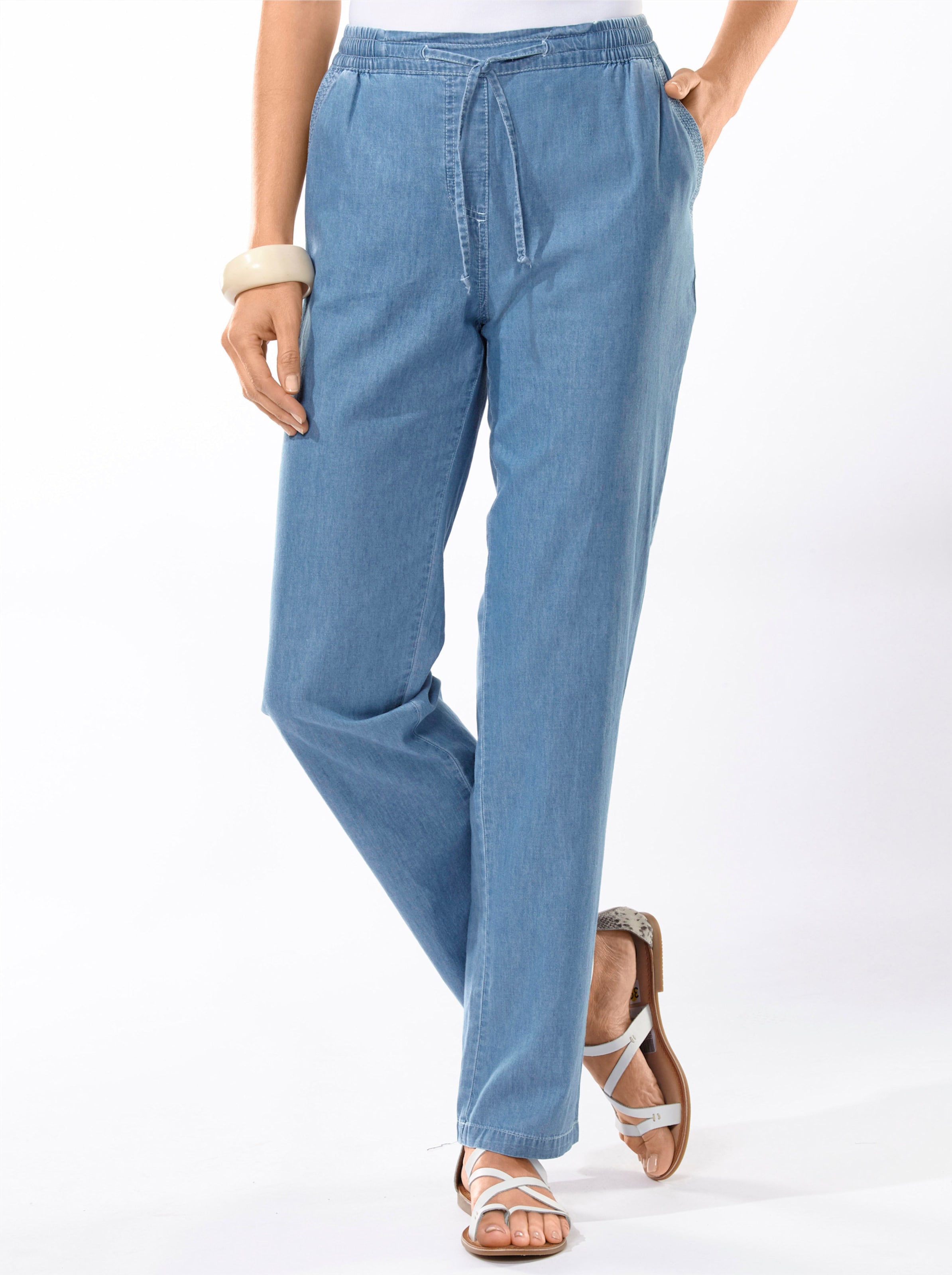Witt Damen Palazzohose aus Jeans-Stoff, blue-bleached