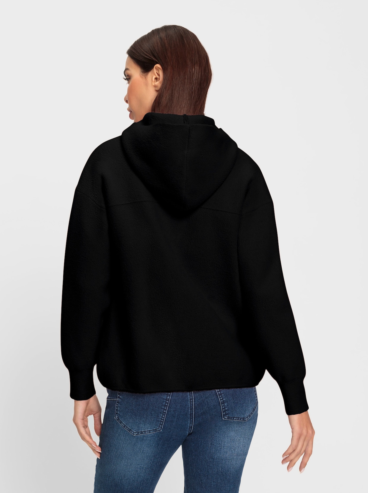 heine Gebreid vest met capuchon - zwart