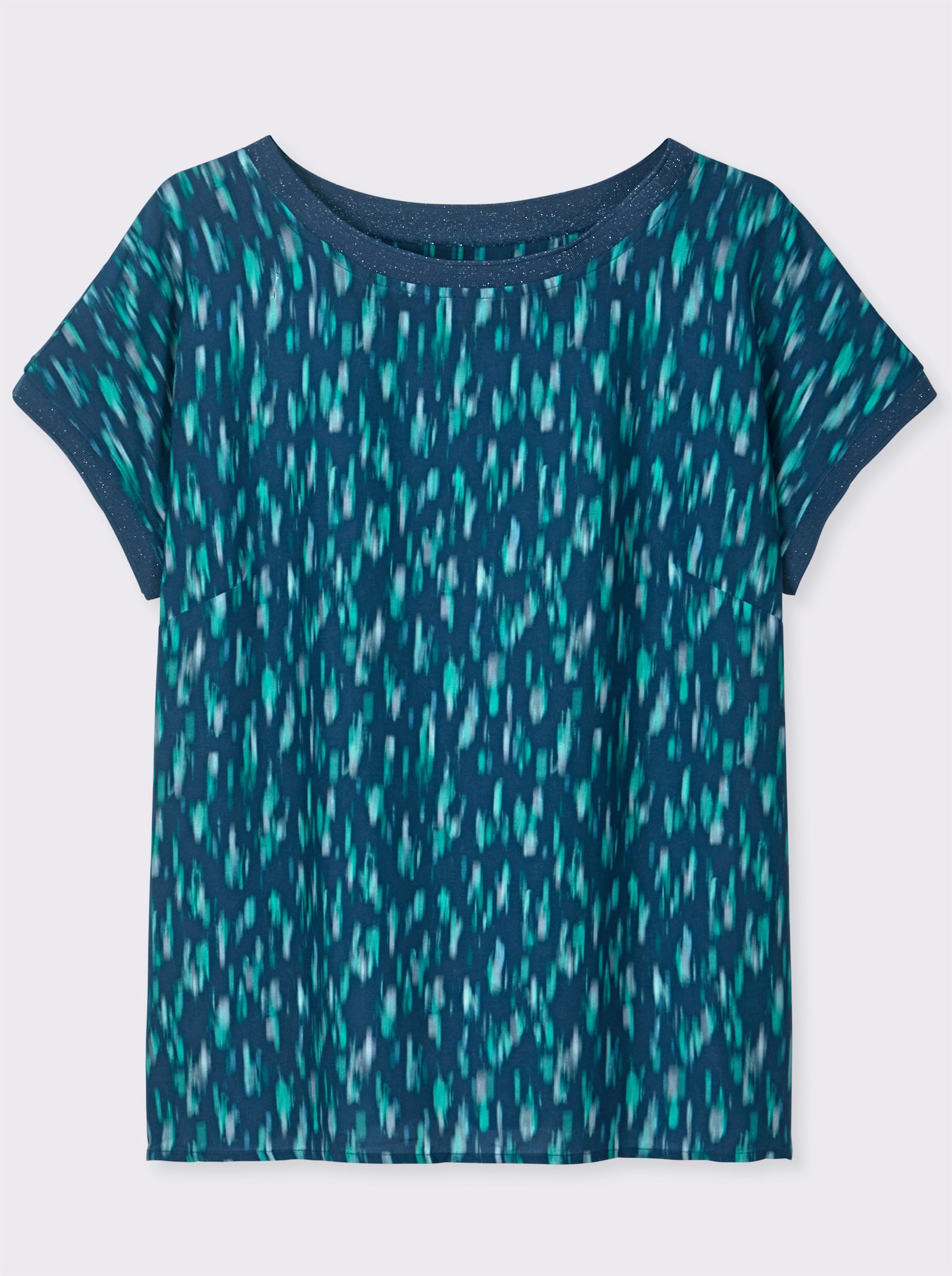 Druckbluse aus reiner, edler Viskose - dunkelblau-salbei-bedruckt