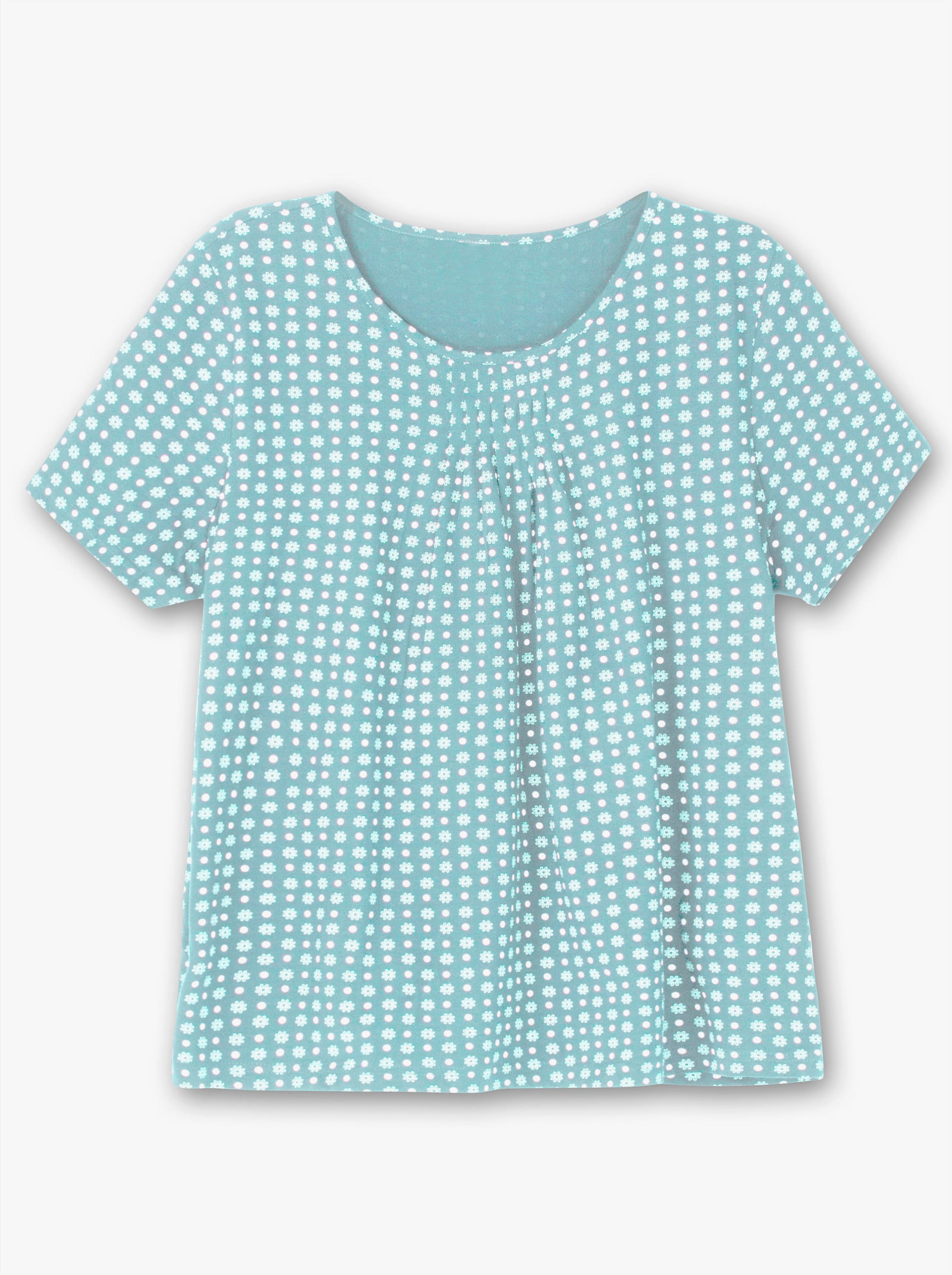 Kurzarmshirt im Minimaldessin - mint-gemustert