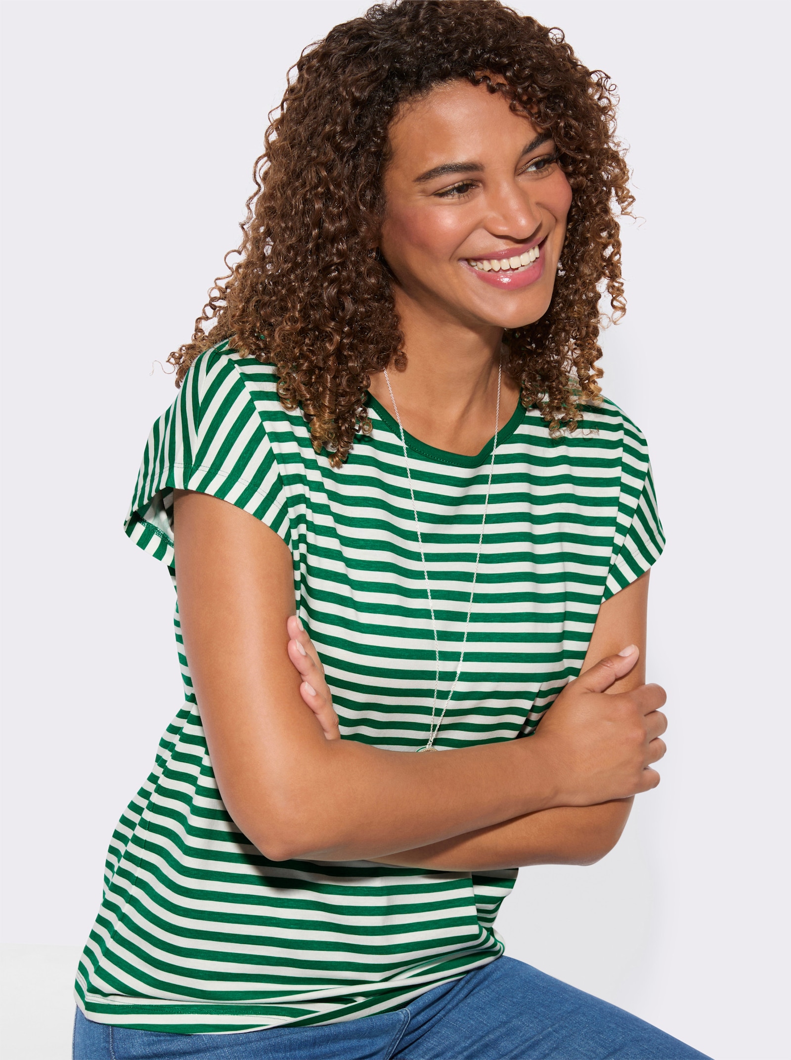 Shirt-Set mit überschnittenen Schultern - grün