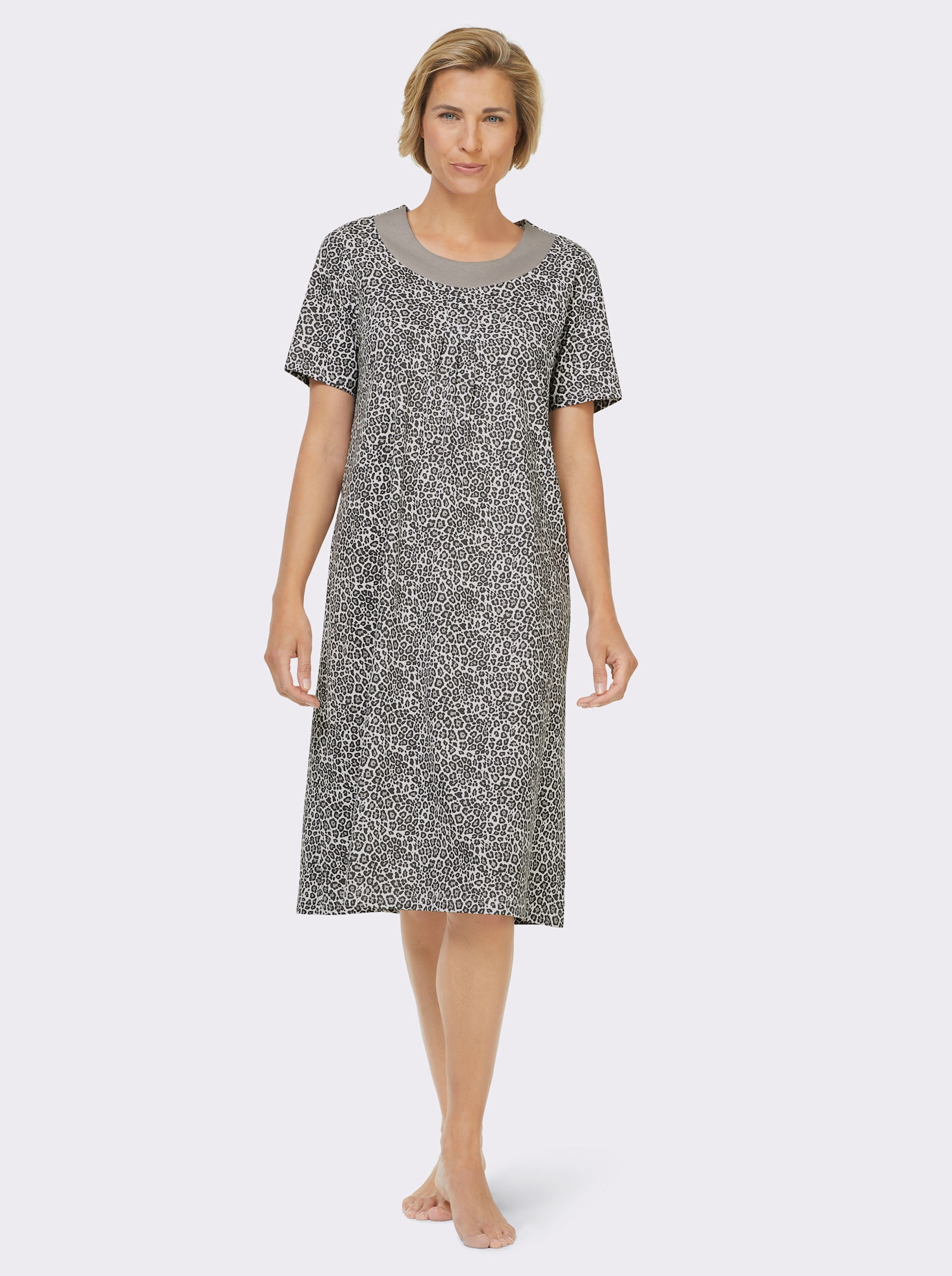 wäschepur Nachthemden im Minimaldessin - weiß-steingrau + hellrosé-altrosa