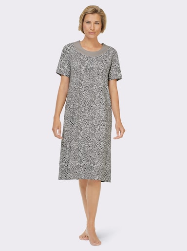 wäschepur Nachthemden im Minimaldessin - weiß-steingrau + hellrosé-altrosa