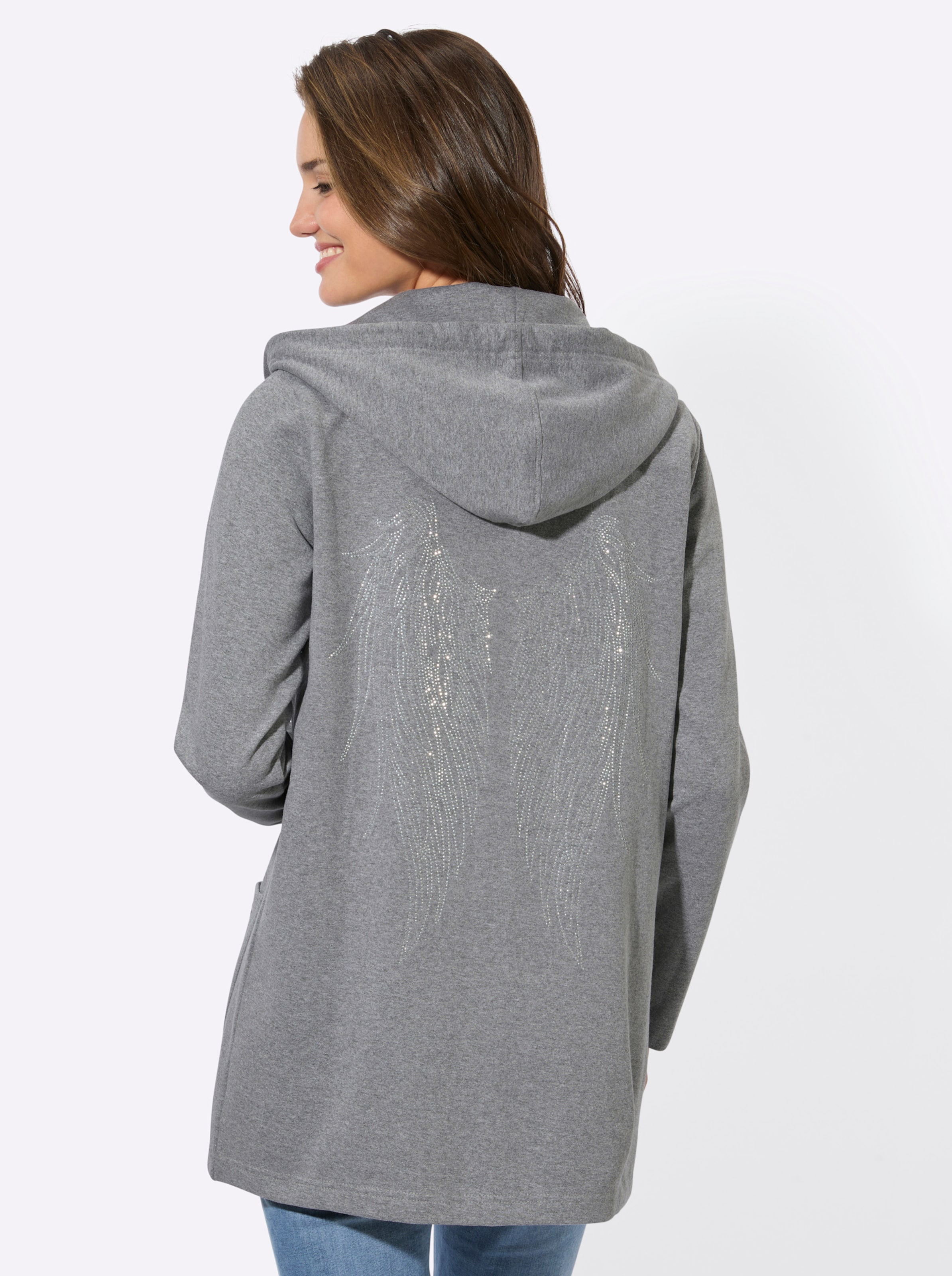 Grau-Meliert Sweatjacke - Bild 3
