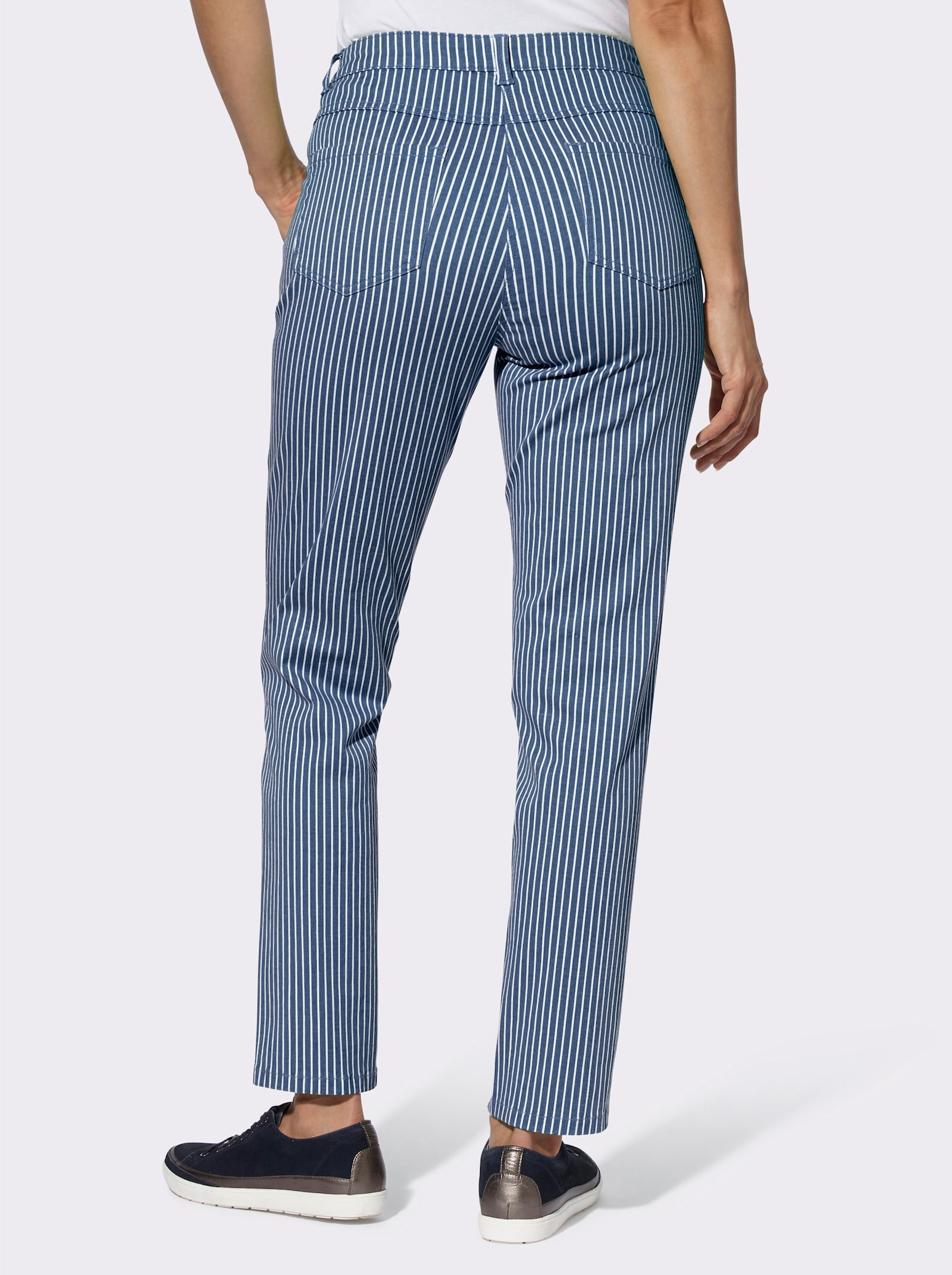 Jeans van twill - jeansblauw/wit gestreept