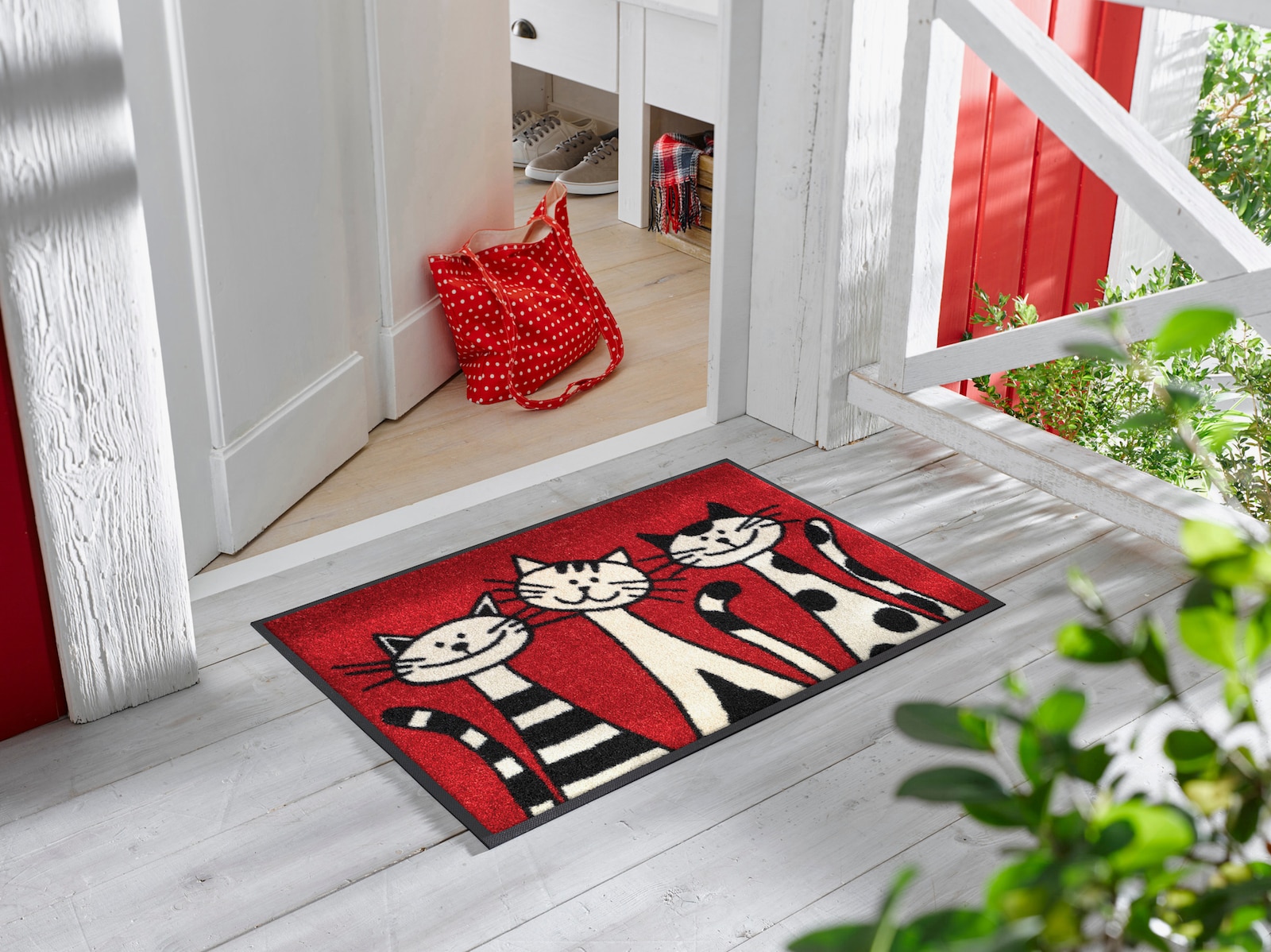 wash+dry by Kleen-Tex Fußmatte - rot-beige