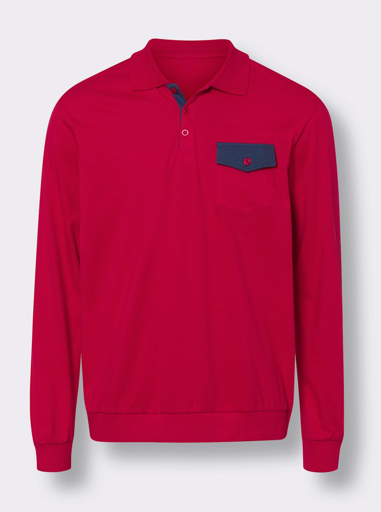 Langarm-Poloshirt - rot