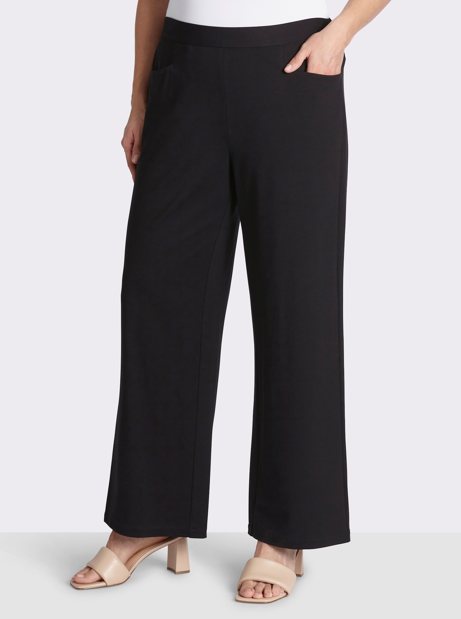 sheego Schlupfhose mit weitem Bein, aus Interlock - schwarz