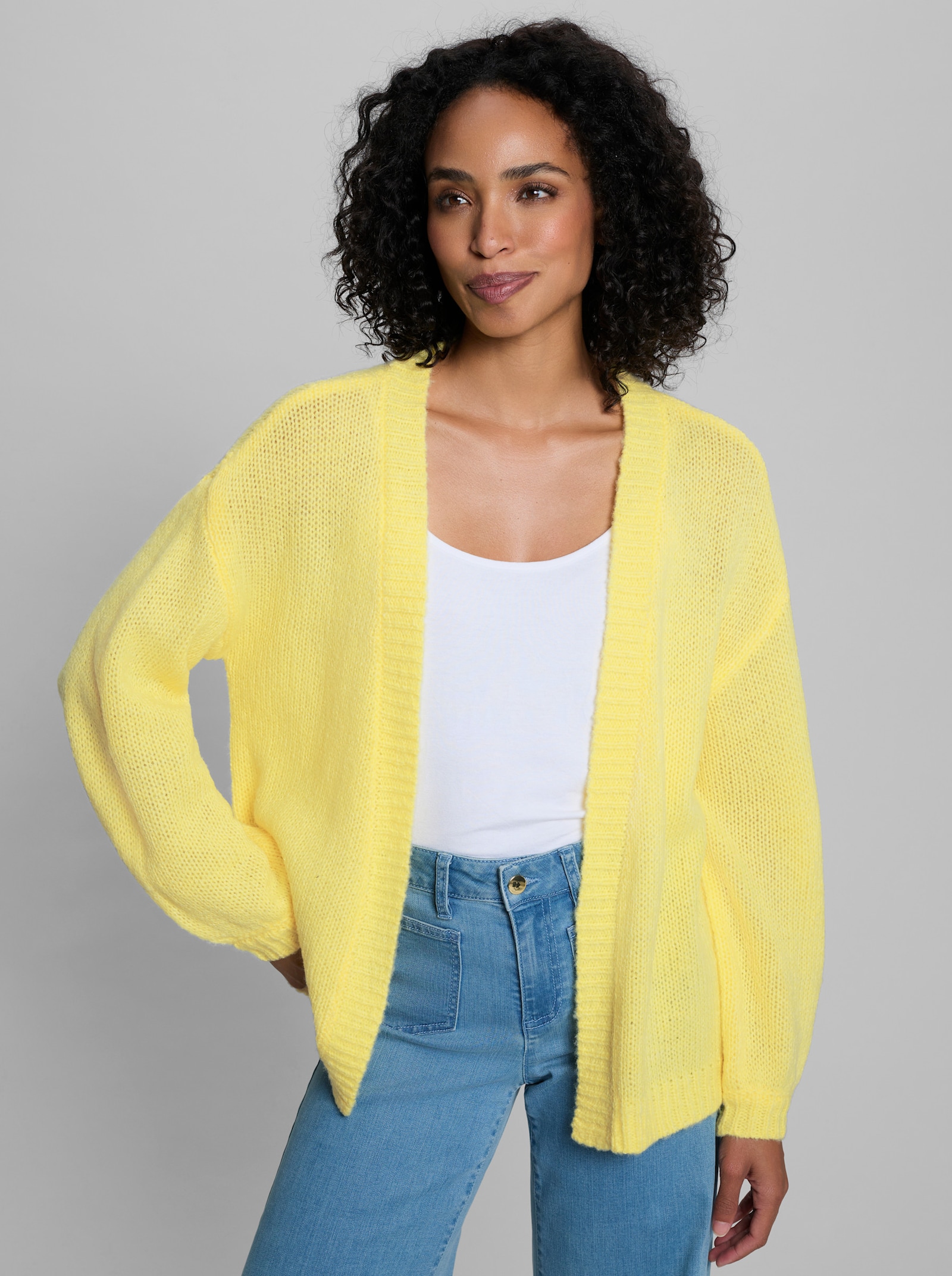 heine Strickjacke aus Flauschgarn - zitrone
